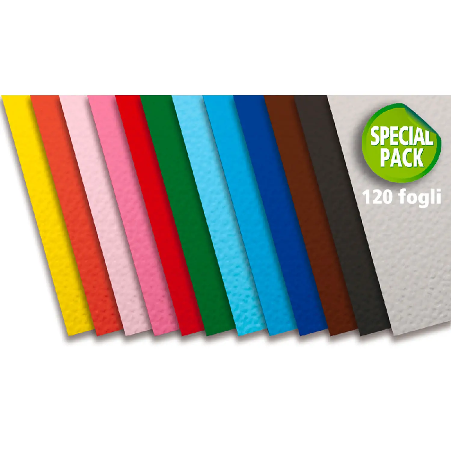 Cartoncino Colorato Premium Liscio-Ruvido FSC cm. 70x100 - Pacco Scuola Base 120 Fogli - Carta e cartoncino