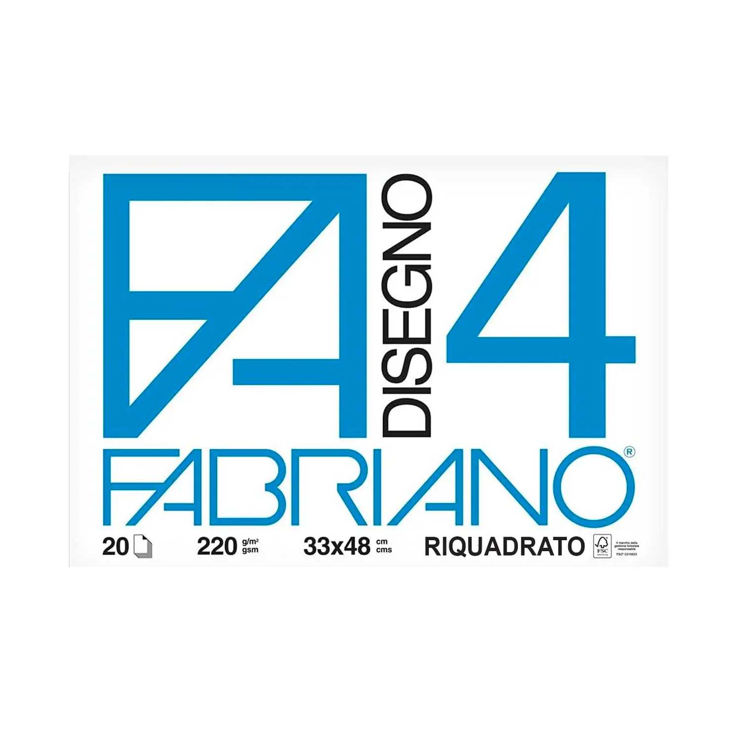 Album da Disegno Fabriano F4 Riquadrato, 20 Fogli Lisci 33x48 cm - Carta e cartoncino