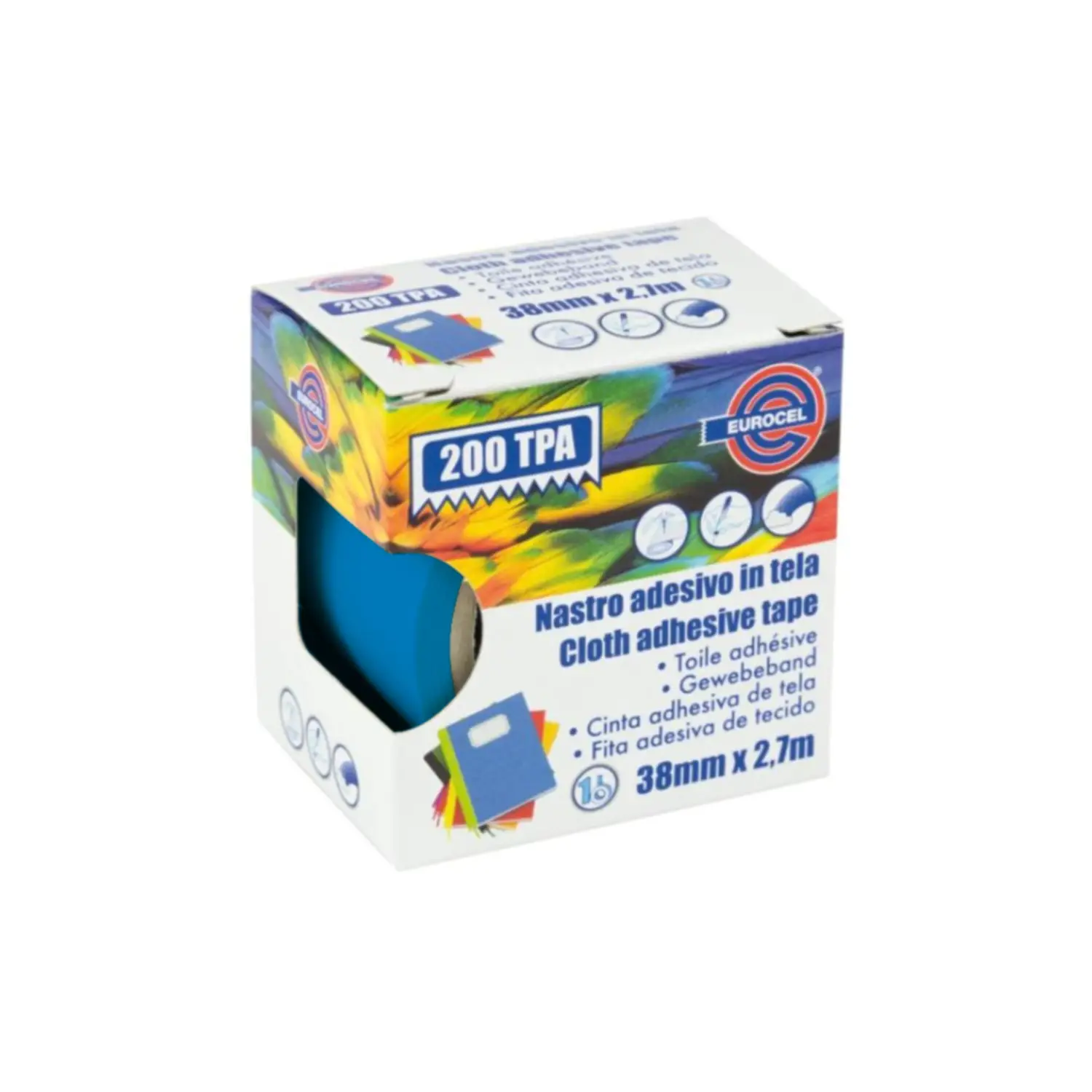 Nastro Telato Adesivo Blu 38 mm x 2,75 m – Nastro Telato Resistente - Nastri adesivi e colle