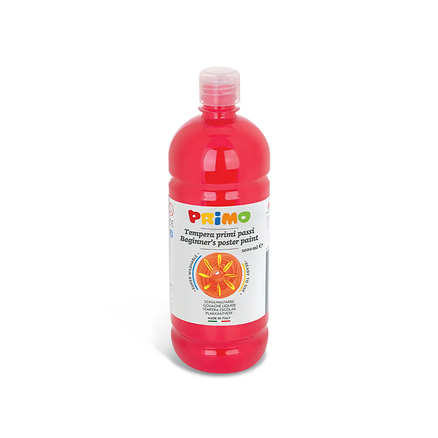 Tempera Pronta Primo Primi Passi Rosso Vermiglio 1000 ml – Colore a Tempera Superlavabile - Tempere