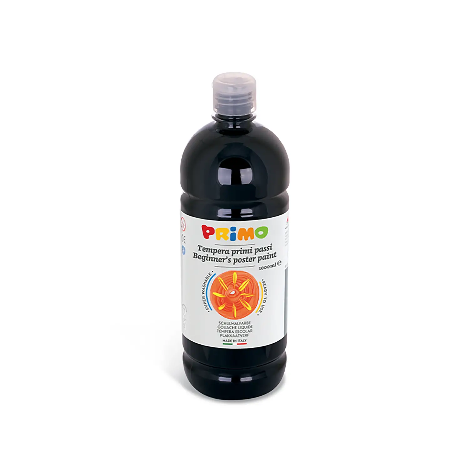 Tempera Pronta Primo Primi Passi Nero 1000 ml – Colore a Tempera Superlavabile - Tempere
