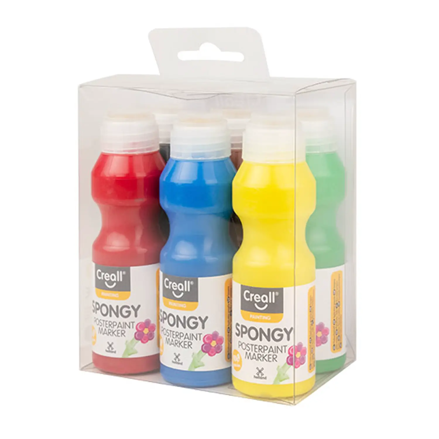 Tempera Spongy Creall Prime Creazioni – Set 6 Flaconi da 70 ml con Dosatore a Spugnetta - Tempere