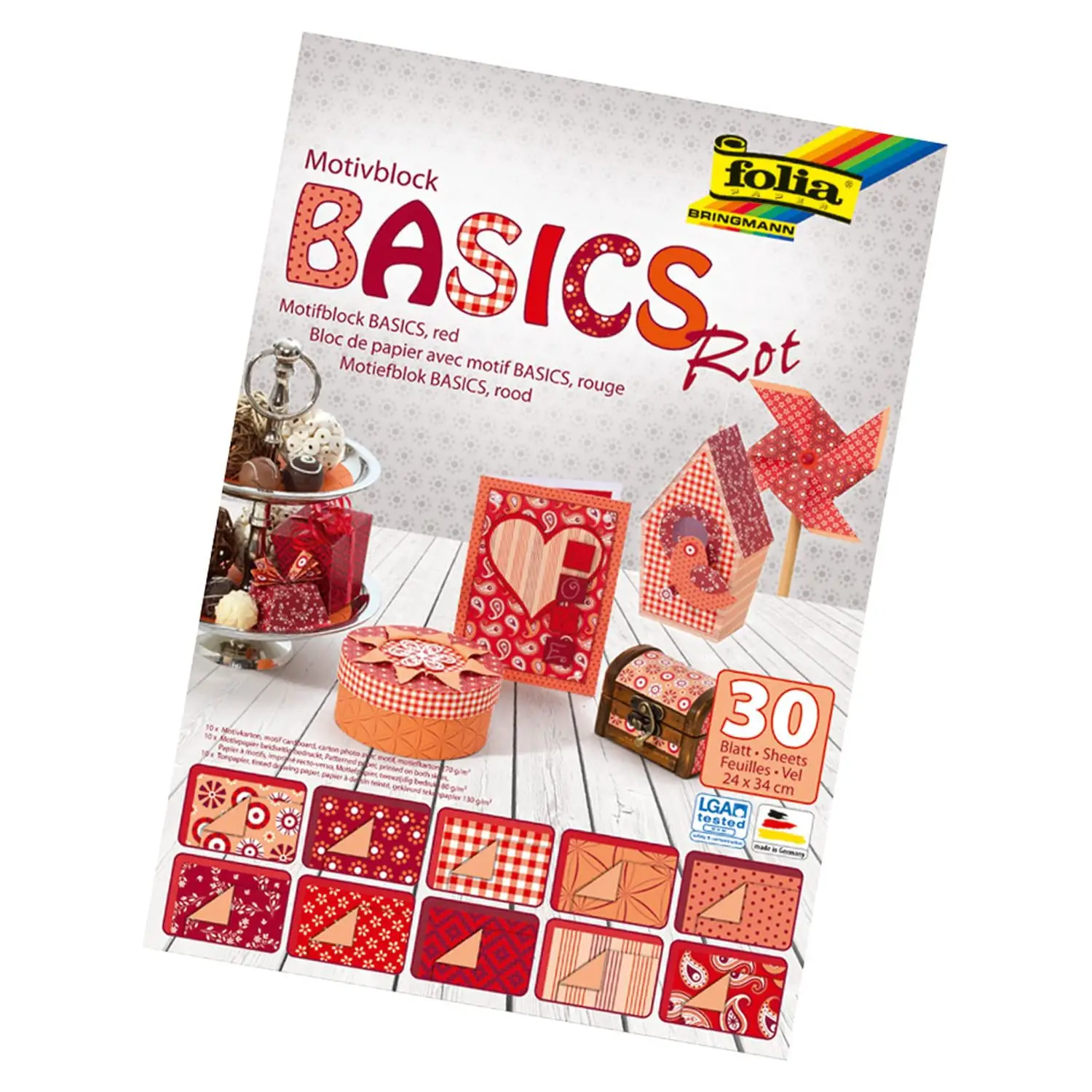 Cartoncini Creativi Rosso 24x34 cm – 30 Fogli Assortiti per Lavoretti e Decorazioni - Carta e cartoncino