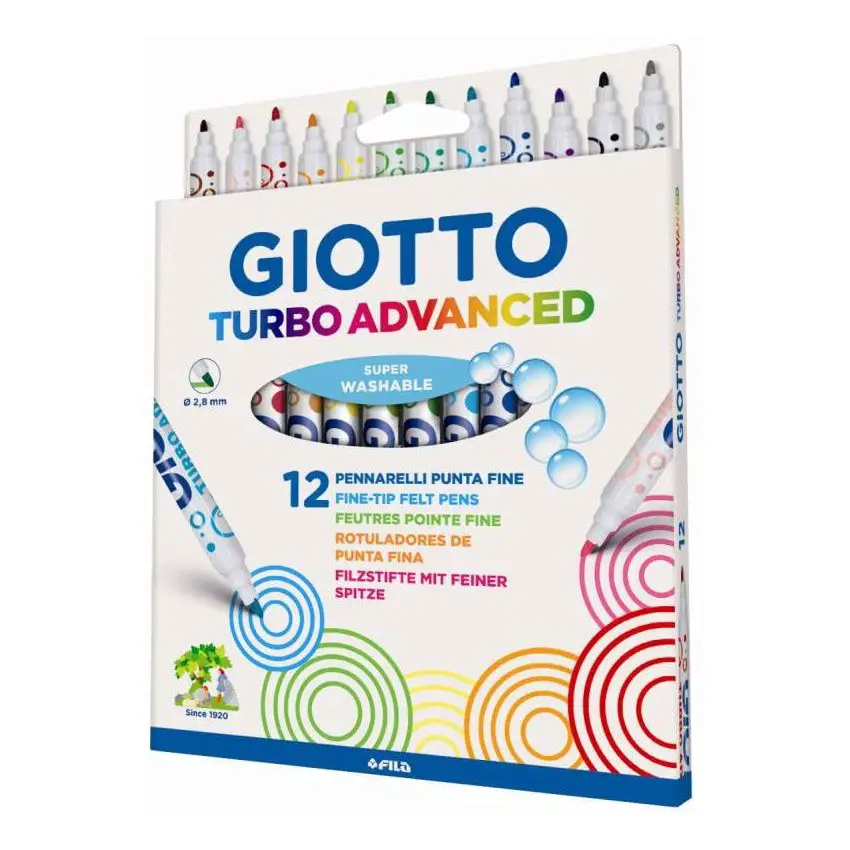 Giotto Turbo Advanced – Astuccio 12 Pennarelli Punta Fine Antirientro - Pennarelli