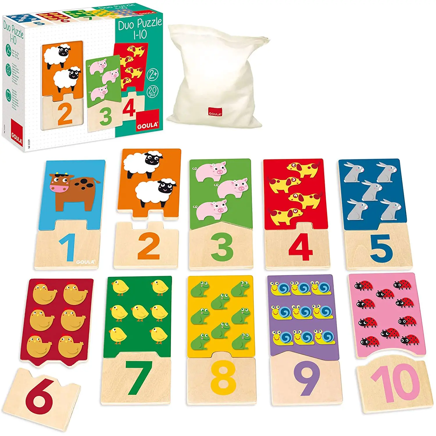 Puzzle Duo in Legno – Impara a Contare fino a 10 Giocando - Classificazione e matematica
