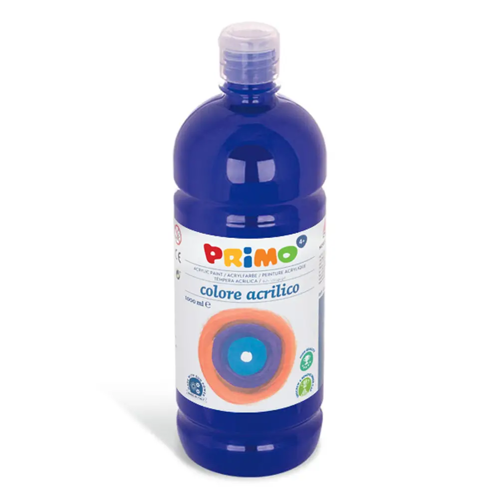 Tempera Acrilica Primo Blu 1000 ml – Colore Acrilico ad Acqua - Tempere