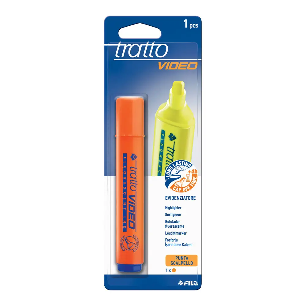 Evidenziatore Tratto Video Blister FILA – Arancio - penne pennarelli ufficio
