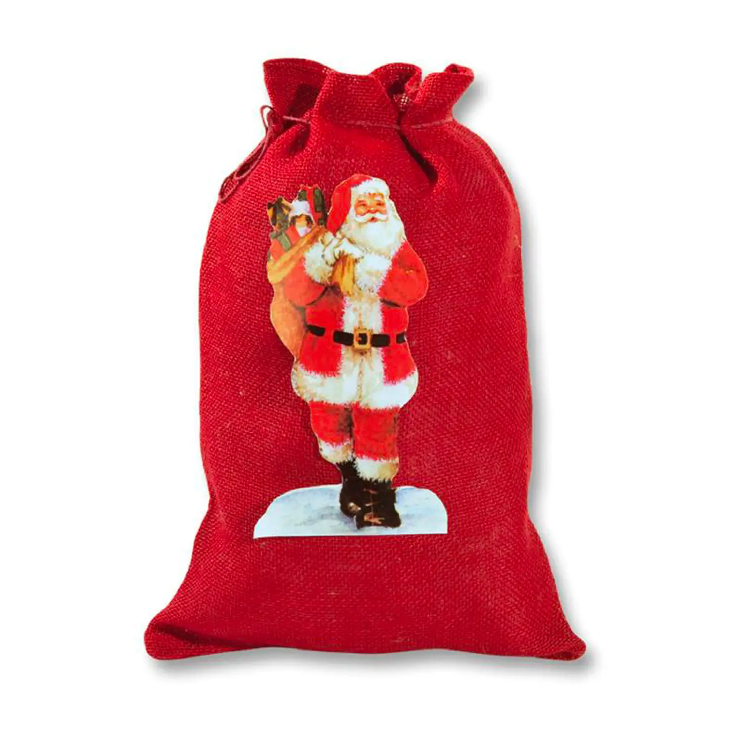 Sacchetto in Juta con Babbo Natale 25x35 cm – Confezione Regali Natalizi - Tessuti e stoffe