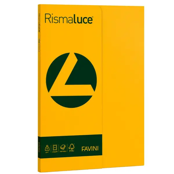 Carta Colorata Rismaluce A4 90 gr – 100 Fogli - Giallo Oro - Carta e cartoncino