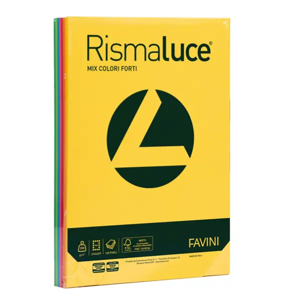Carta Colorata Rismaluce A4 140 gr - 200 Fogli - Tinte Forti - Carta e cartoncino