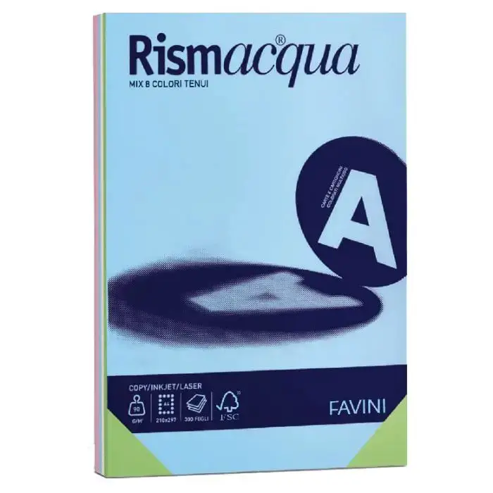 Carta Colorata Rismacqua A3 90 gr – 300 Fogli - Tinte Tenui - Carta e cartoncino