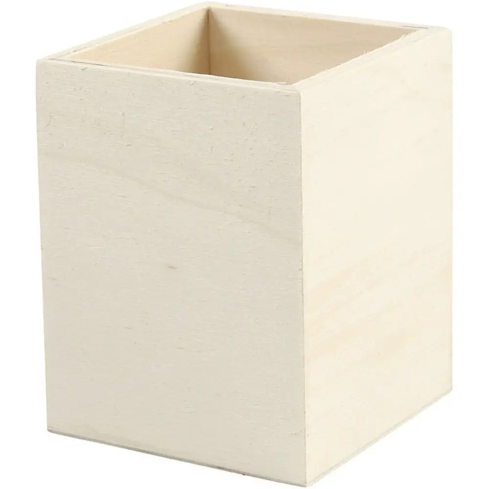 Portamatite Quadrato in Legno da Decorare – 7,5 x 7,5 x 9 cm - Soggetti in legno