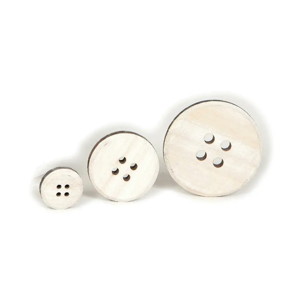 Bottoni in Legno Assortiti da Decorare – Set da 30 Pezzi (Ø 3 / 5 / 7 cm) - Soggetti in legno