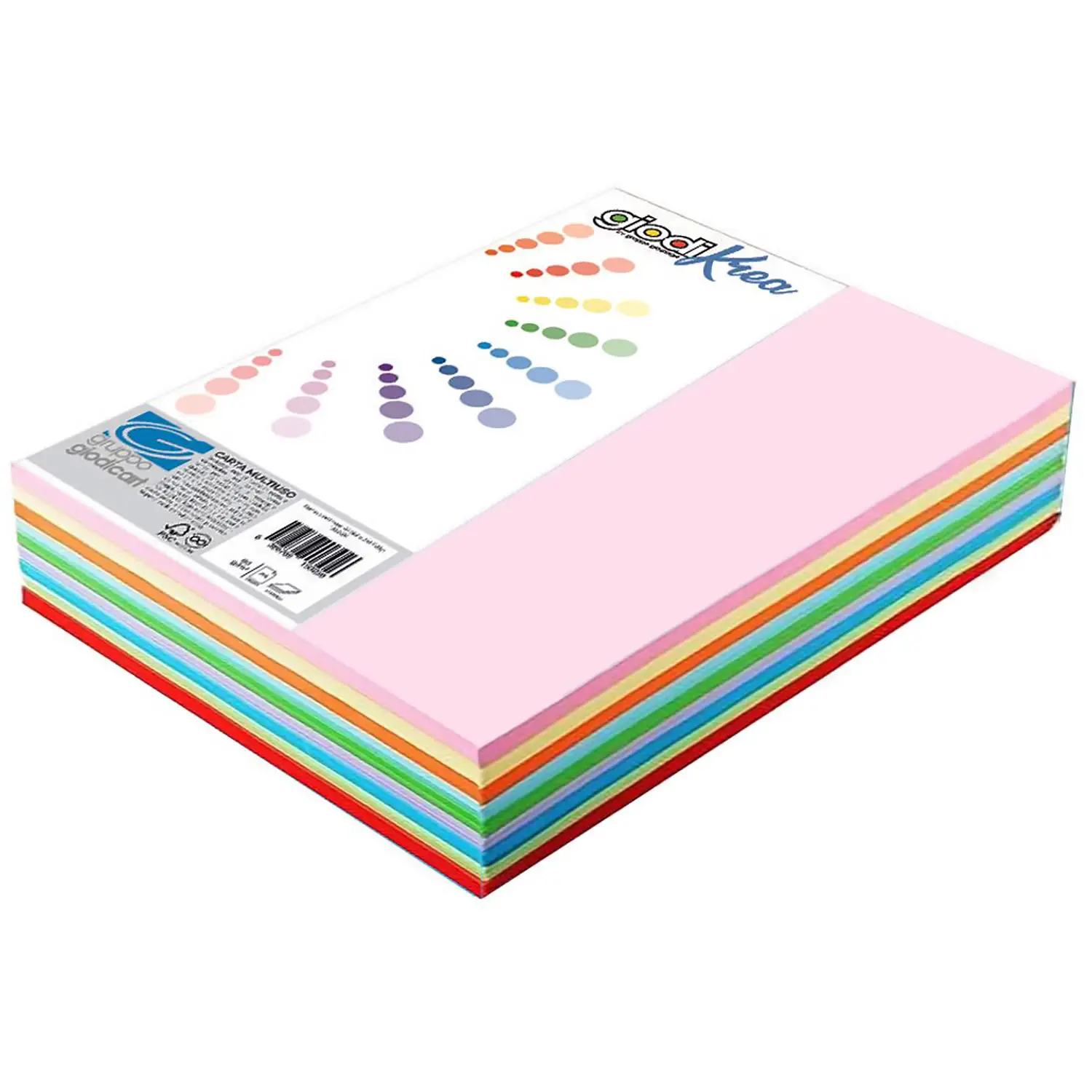 Risma A3 Carta Giodikrea 80 gr - 500 Fogli Assortiti 10 Colori Intensi - Carta e cartoncino