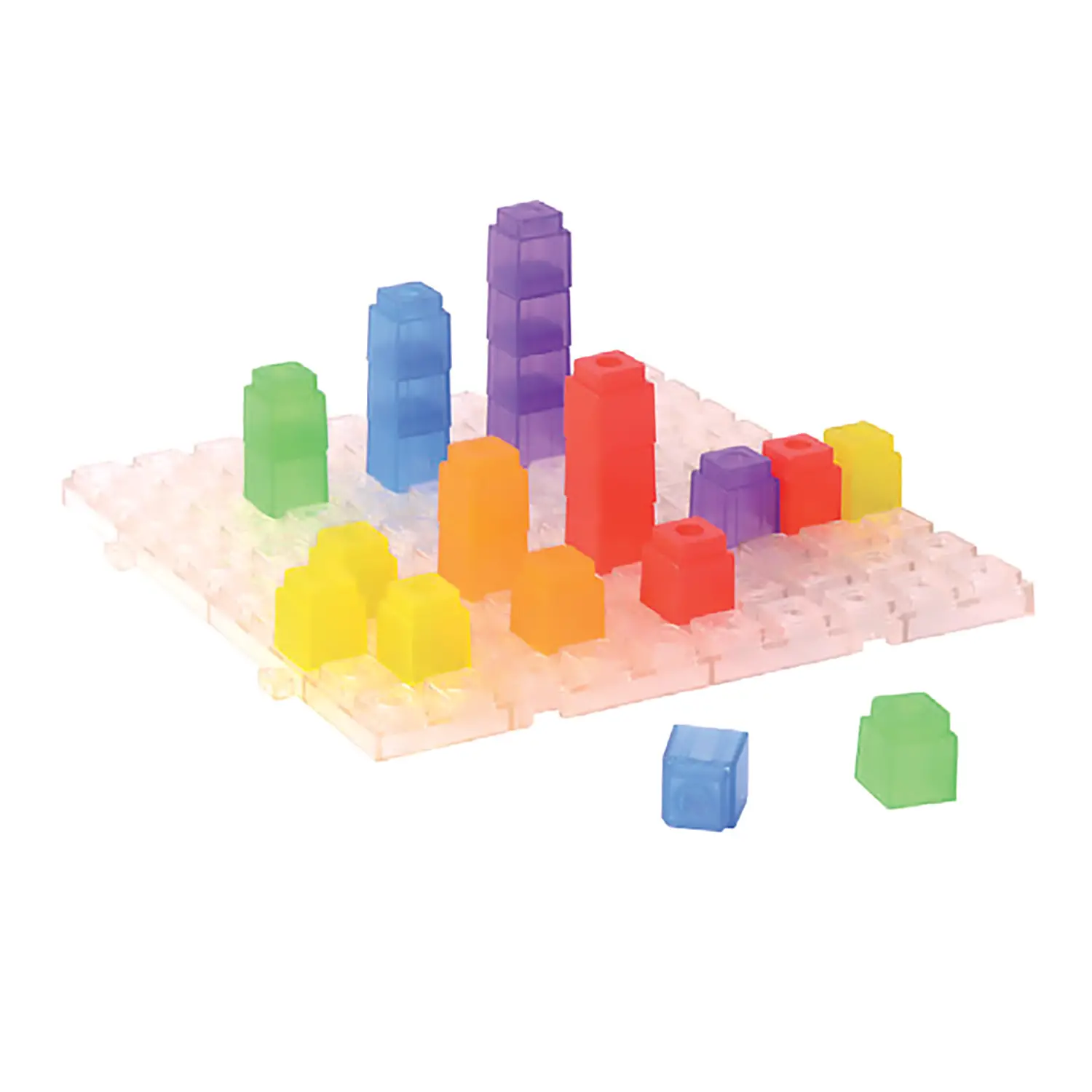 Cubi ad Incastro Traslucenti – Set con Base e 100 Cubetti - Costruzioni in plastica