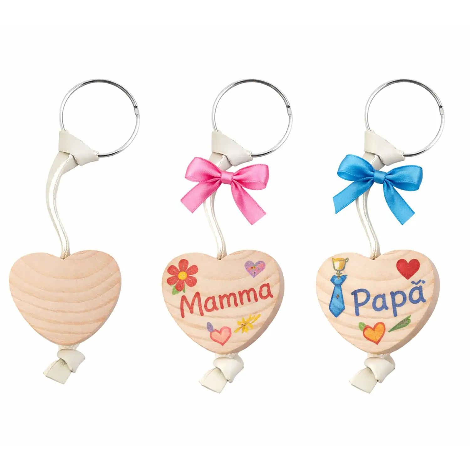 Portachiavi in Legno a Forma di Cuore – 3x2,5 cm da Decorare - Soggetti in legno