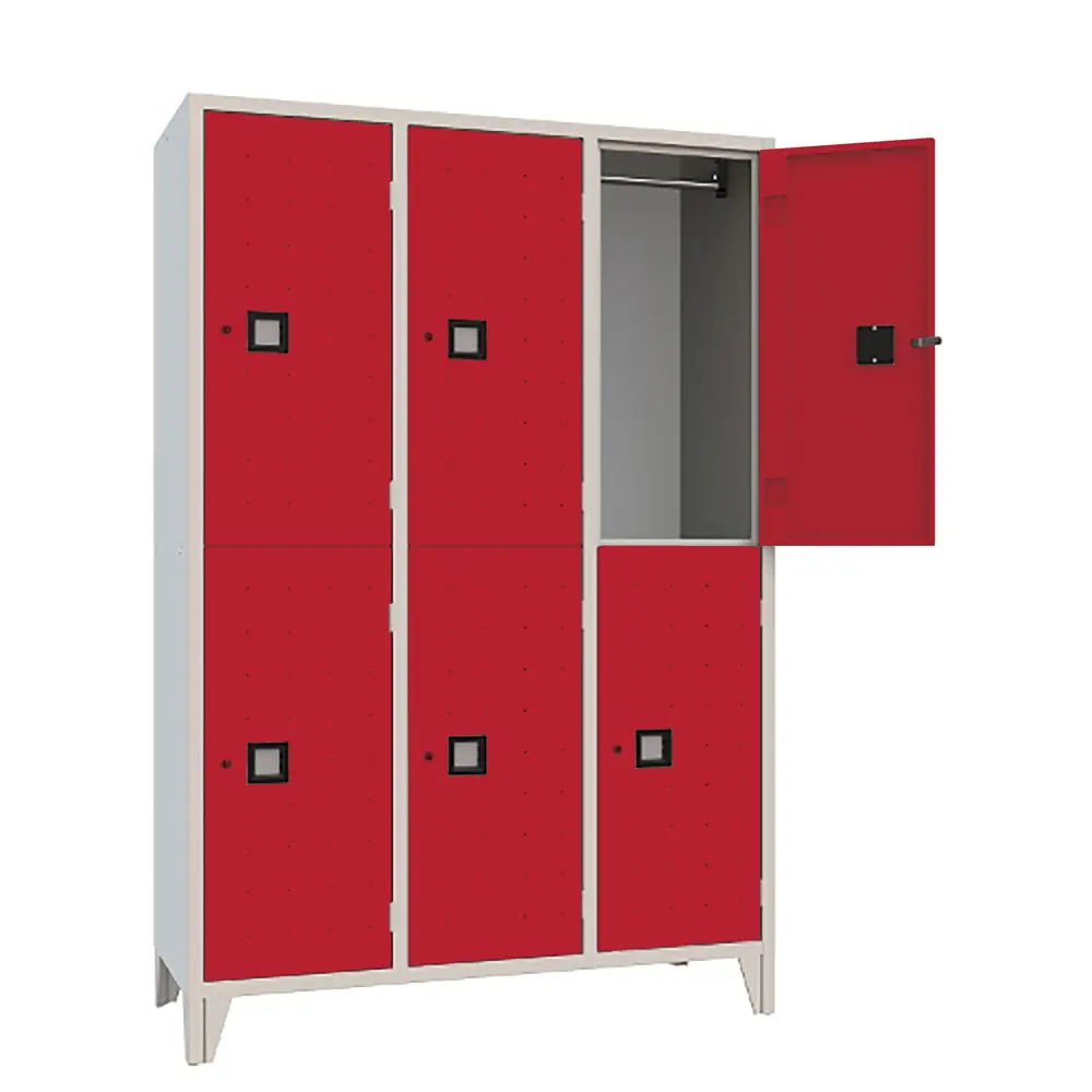 Armadio Casellario 6 Posti con Ante Rosse – Armadio in Acciaio Conforme CAM - Arredo archivio