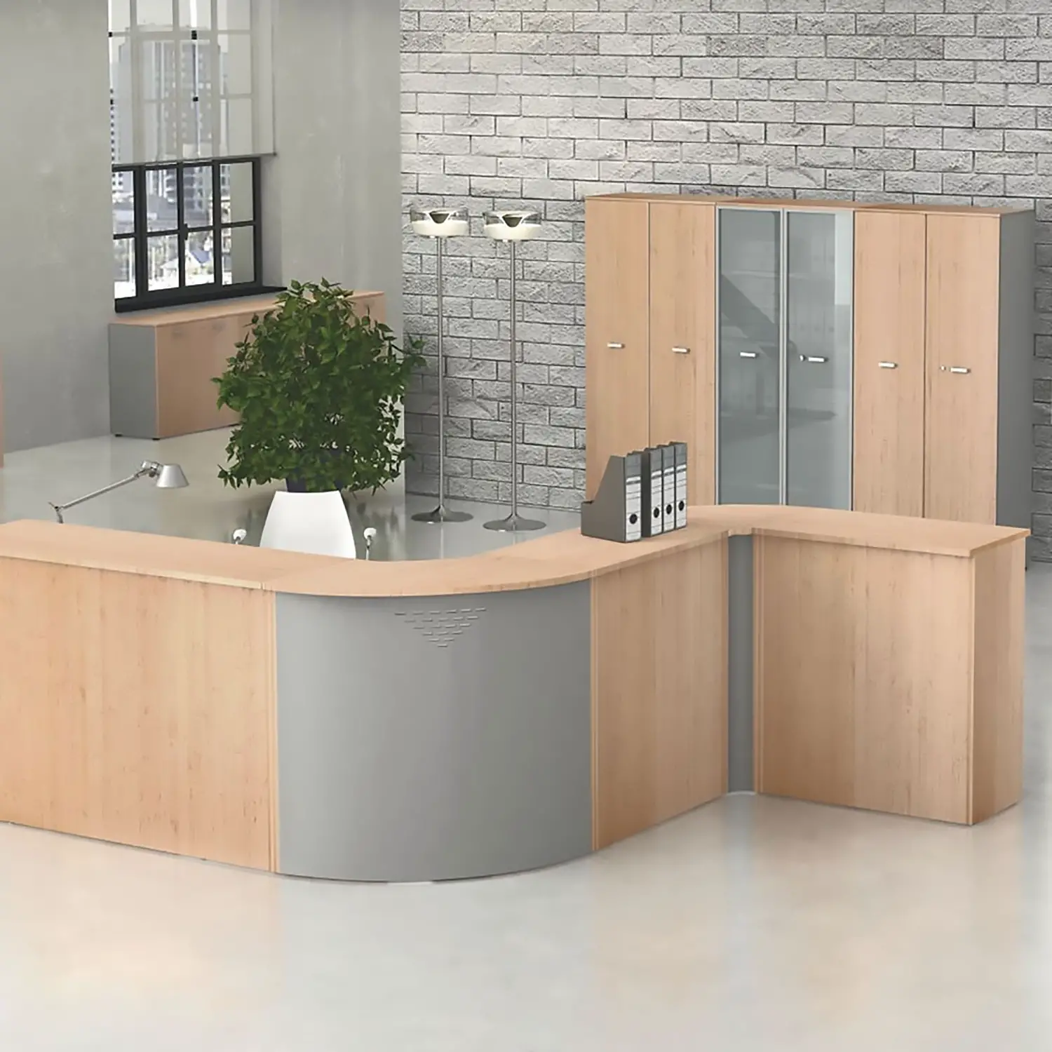 Sopralzo per Reception con Pannello Anteriore da 165 cm – Accessorio per Bancone Ufficio - Accoglienza