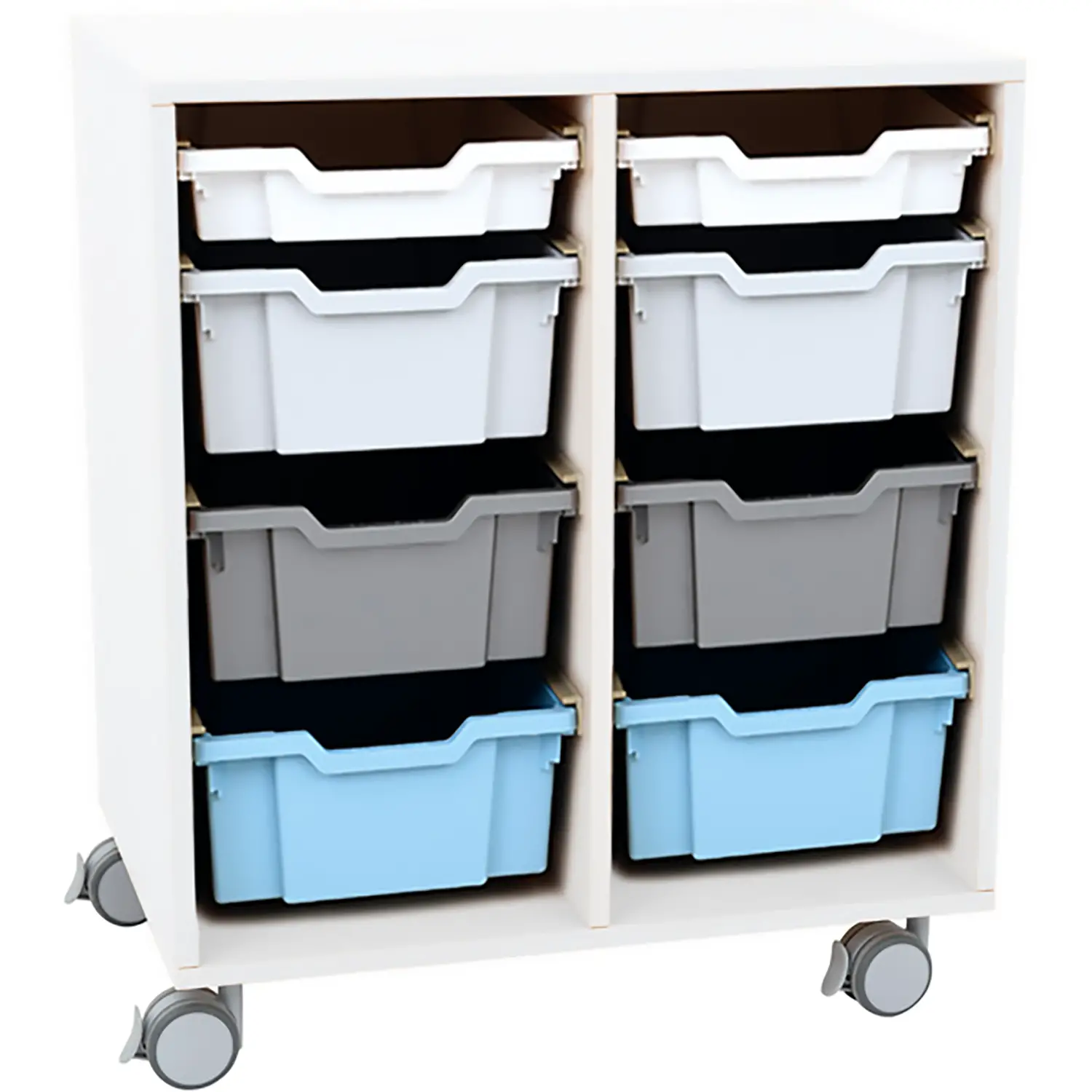 Carrello INNOVA Bianco con 8 Cassetti – Mobile Contenitore con Ruote per Arredo Scolastico - Arredo scuola dell'obbligo