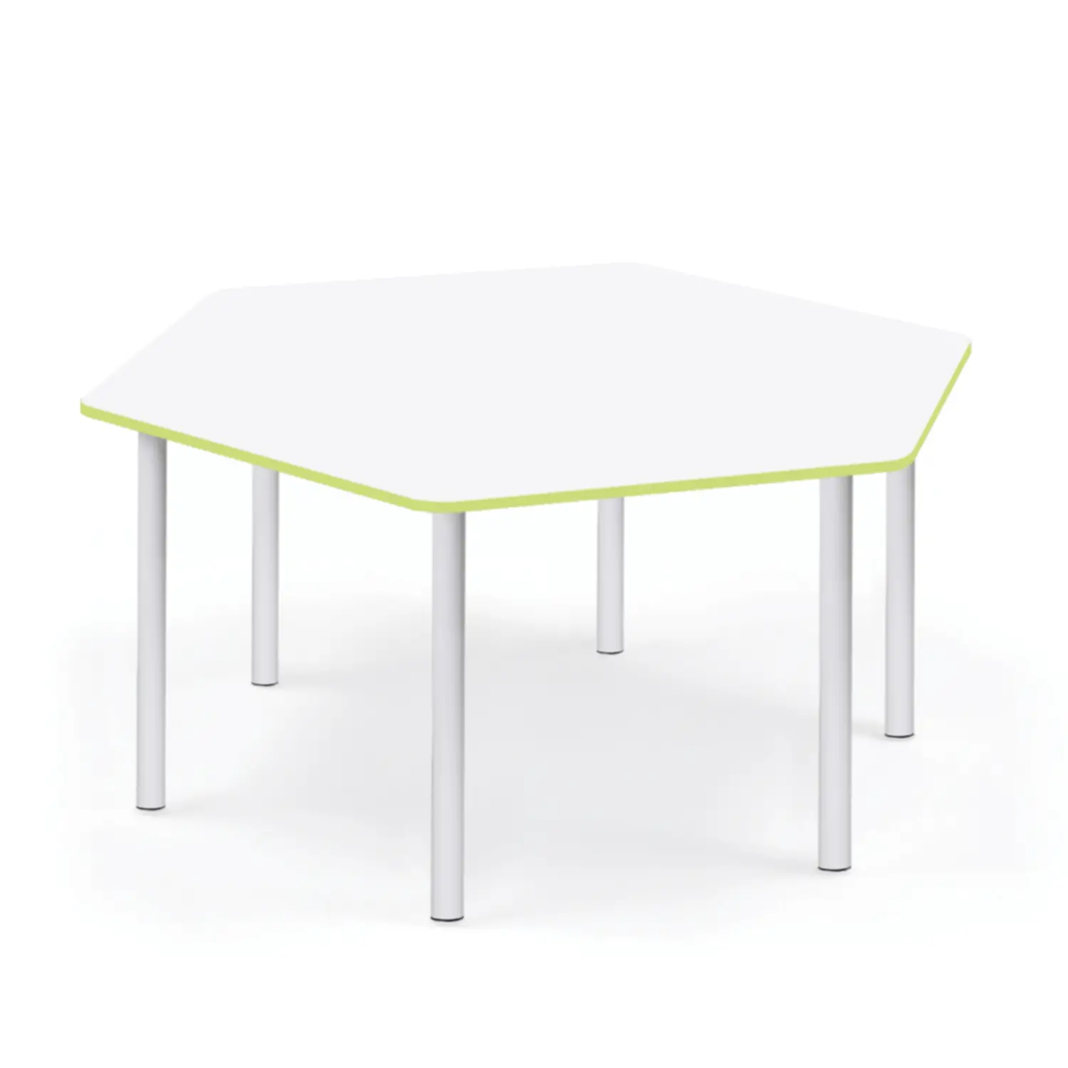 Tavolo Esagonale Con Bordo Lime H 40-58 Cm. Per Ambienti Scolastici Innovativi - Arredo Nido e Infanzia