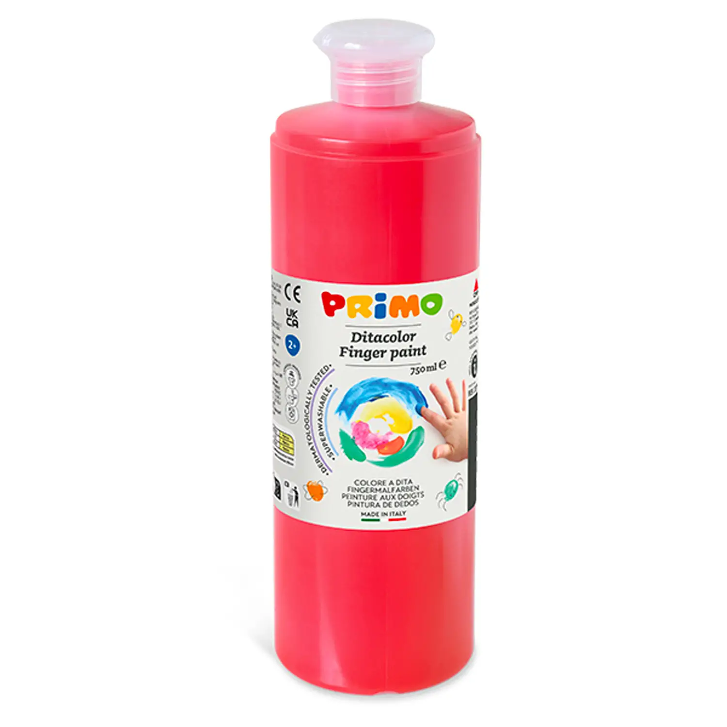 Colori a Dita Primo Vermiglione 750 ml – Tempera a Dita per Bambini - Tempere
