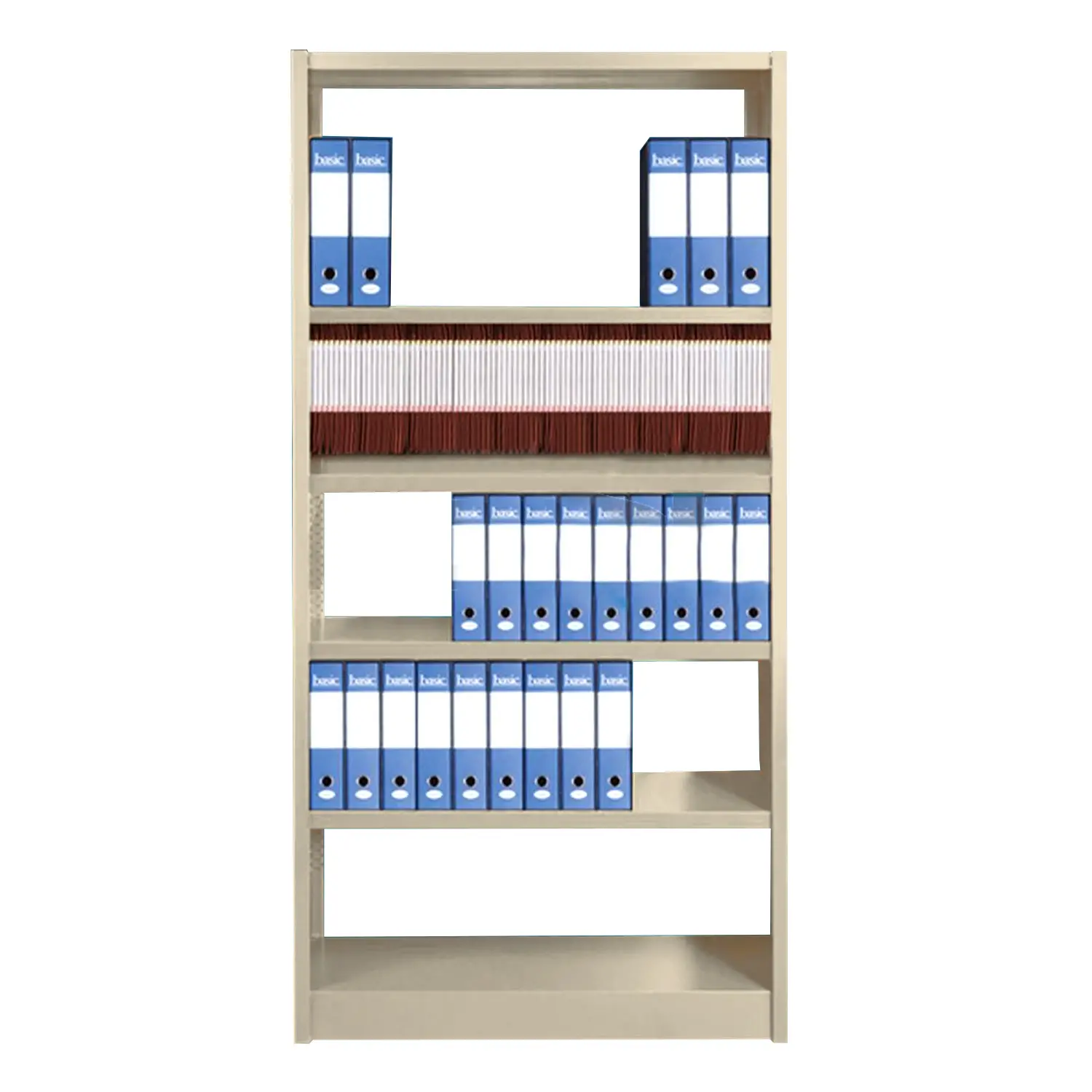 Scaffale Metallico Monoblocco 100x39x200 cm – Beige con Ripiani Regolabili - Arredo archivio