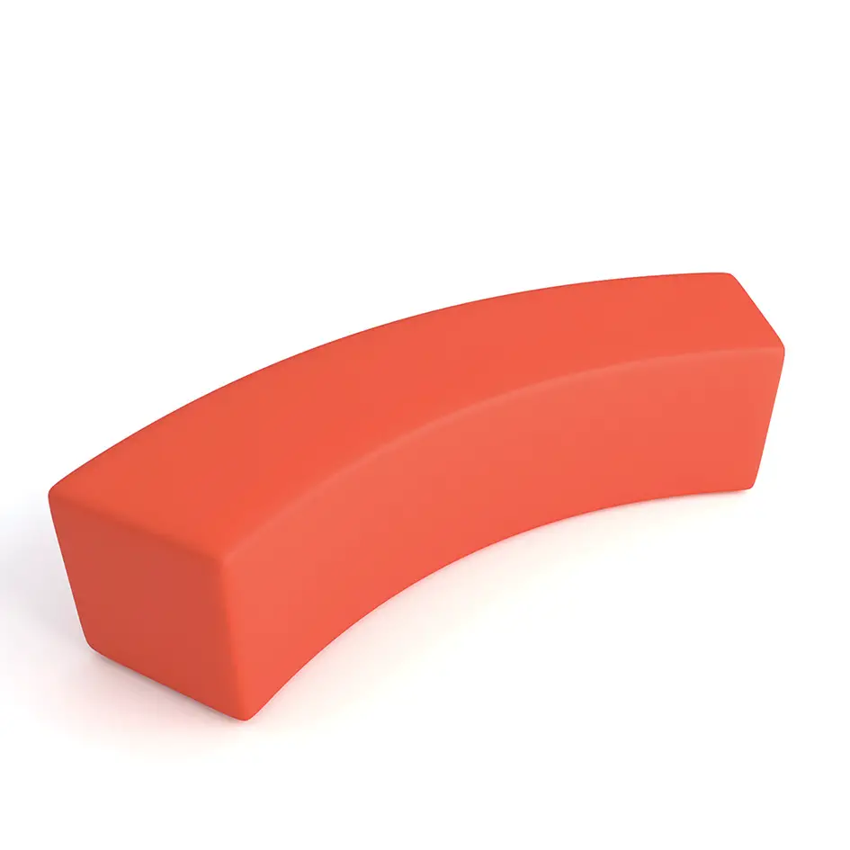 Pouf Ecopelle Ignifugo Curvo 2 Posti H 46 Arancio Per Ambienti Scolastici Innovativi - Salottini e arredi morbidi