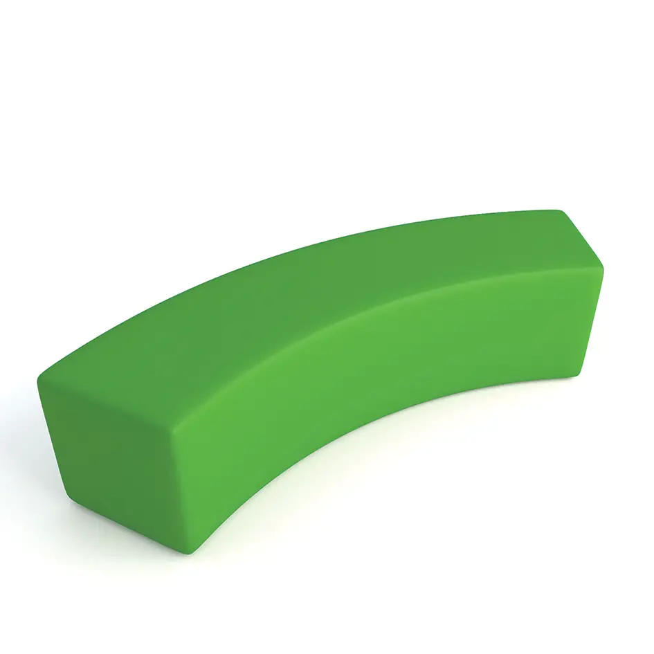Pouf Ecopelle Ignifugo Curvo 2 Posti H 46 Verde Per Ambienti Scolastici Innovativi - Salottini e arredi morbidi