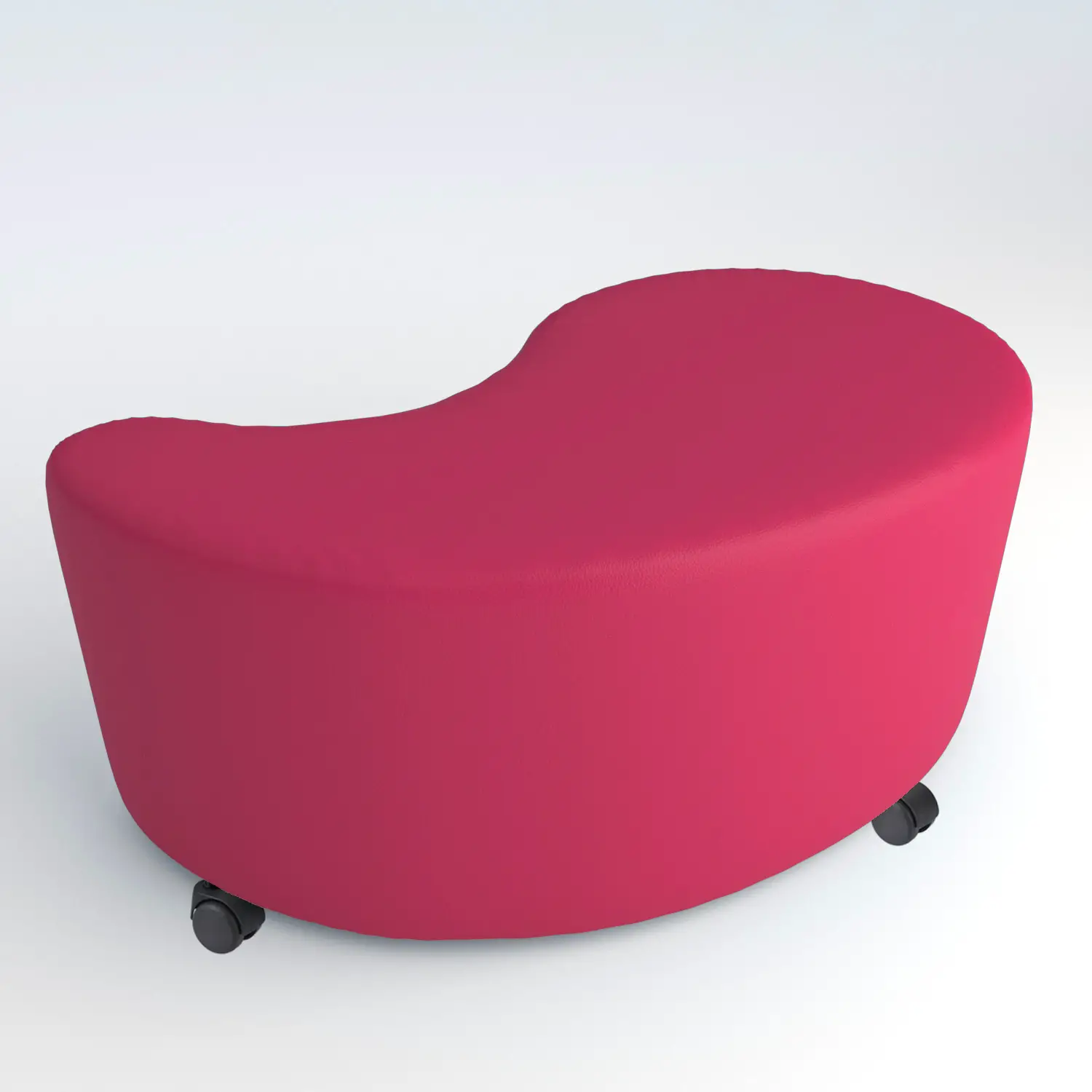Pouf Ecopelle Ignifugo Virgola con Ruote H 46 Fucsia - Salottini e arredi morbidi