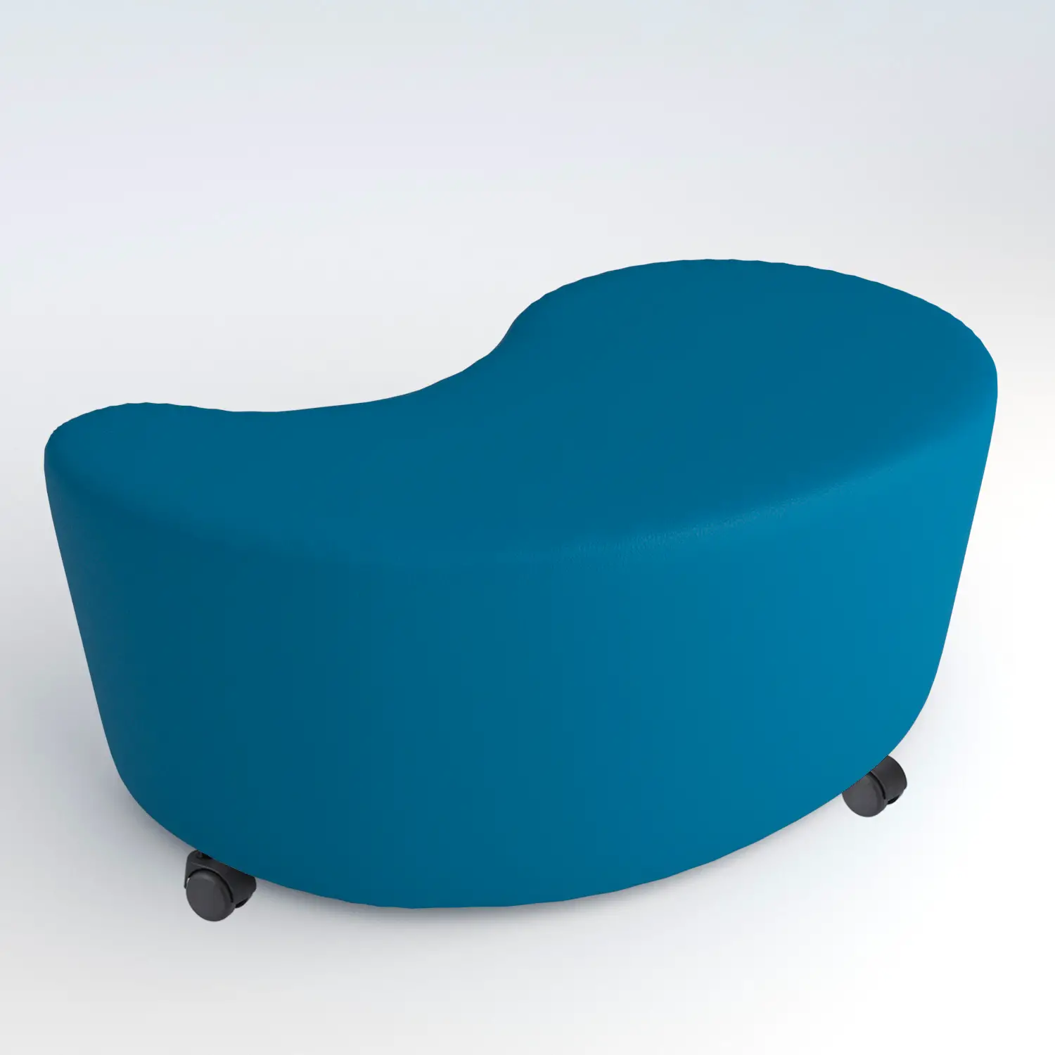 Pouf Ecopelle Ignifugo Virgola con Ruote H 46 Azzurro - Salottini e arredi morbidi