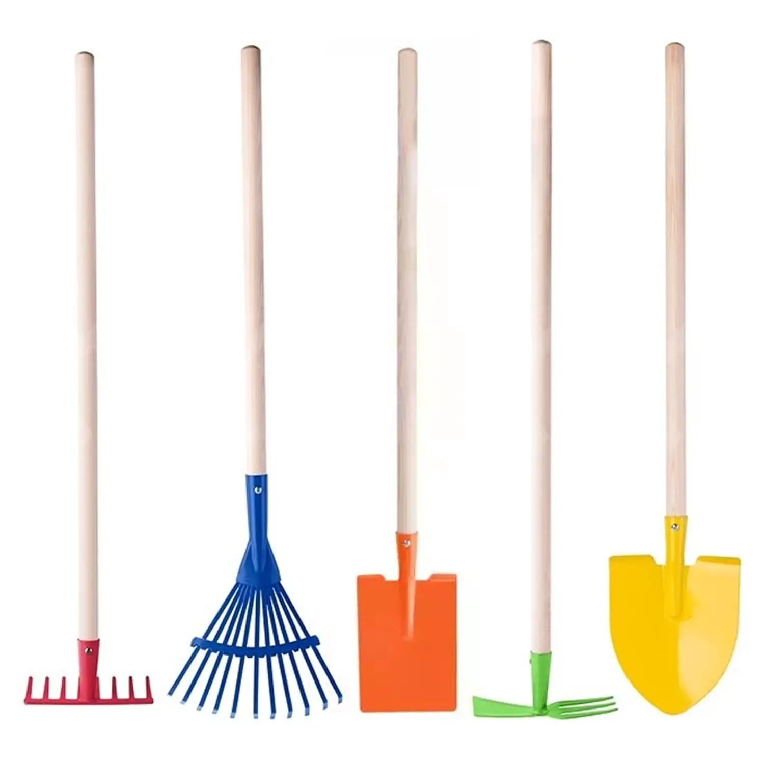 Maxi Attrezzi In Metallo Con Manico In Legno Per Giardinaggio - 5 Pz. - Giardinaggio