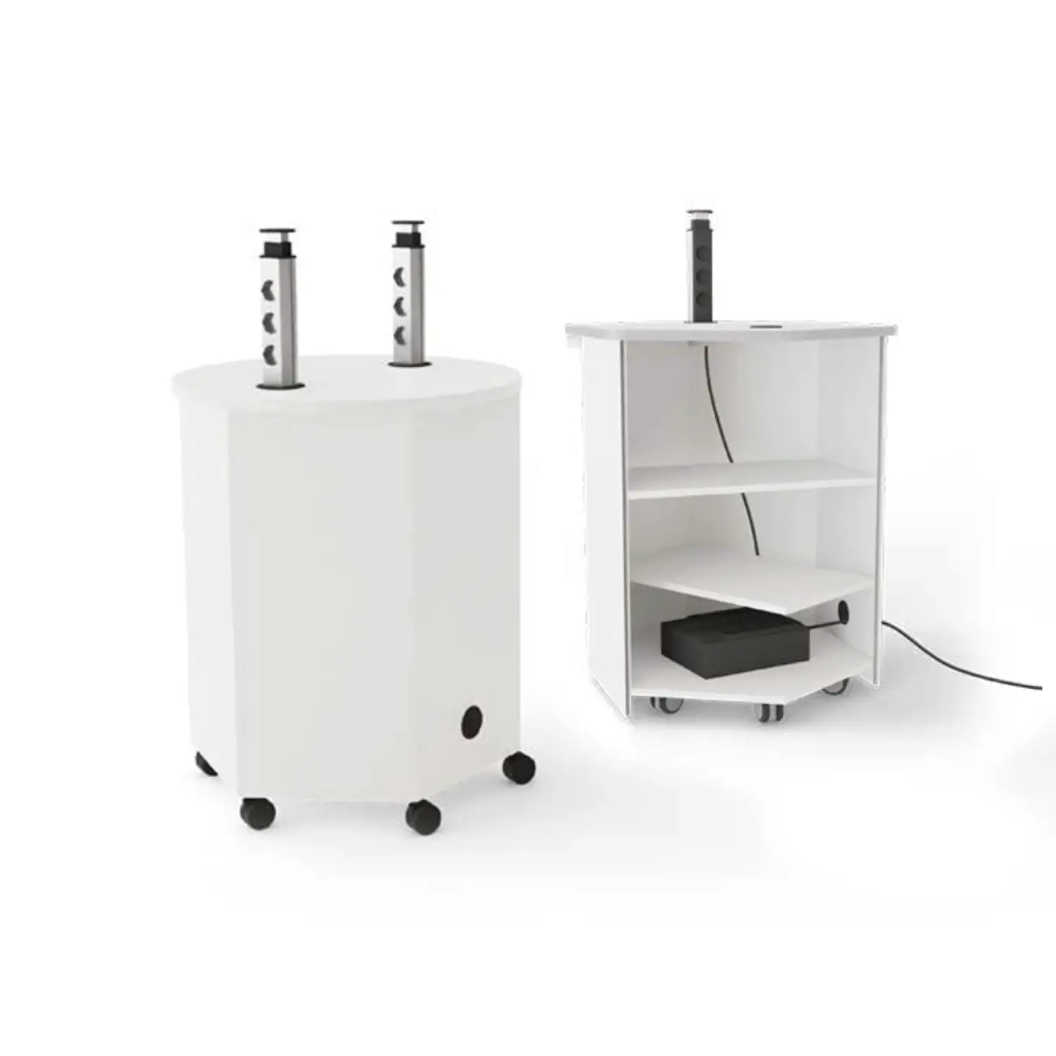 Tavolo Elettrificato Esagonale Centrale Bianco - Altezza 76 cm - Conforme CAM - Tavoli e Cattedre