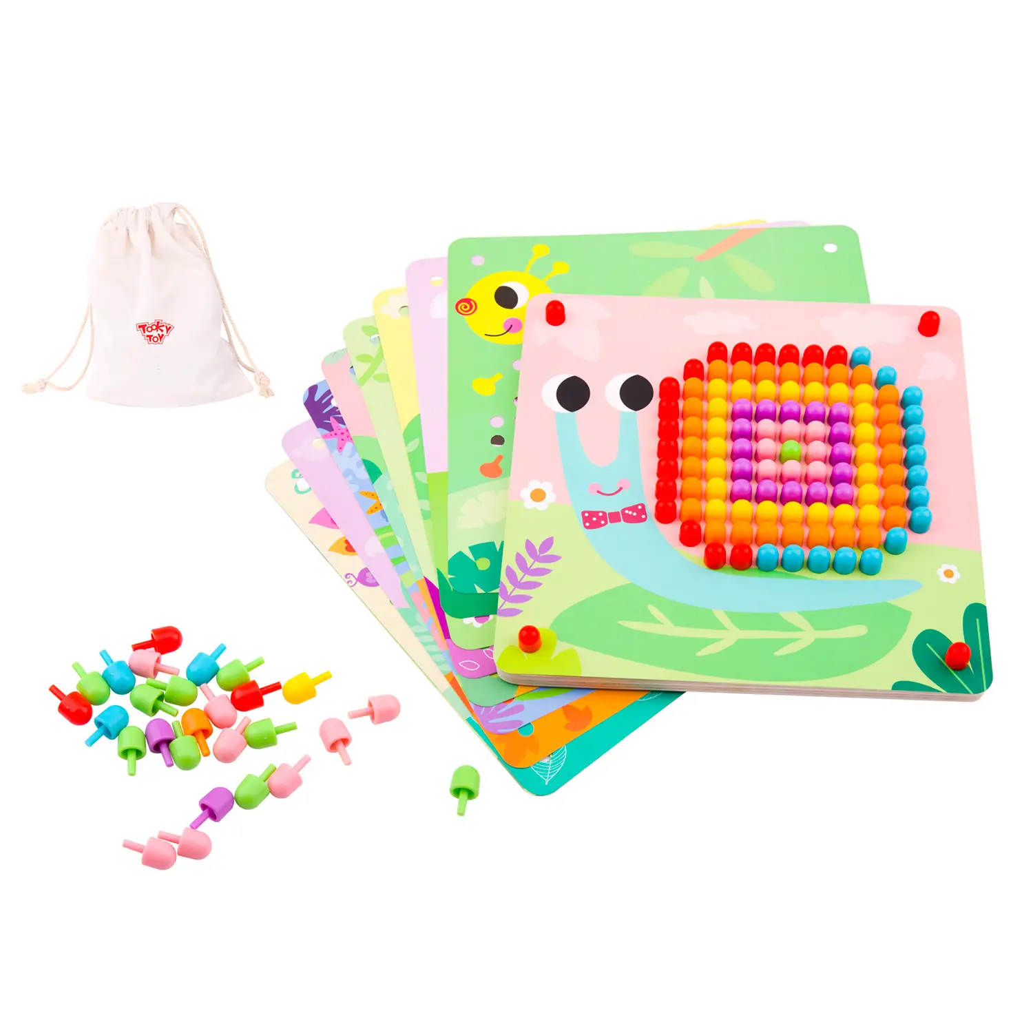 Gioco Mosaico con Chiodini Colorati per Bambini Infanzia - Grandezze, forme e colori