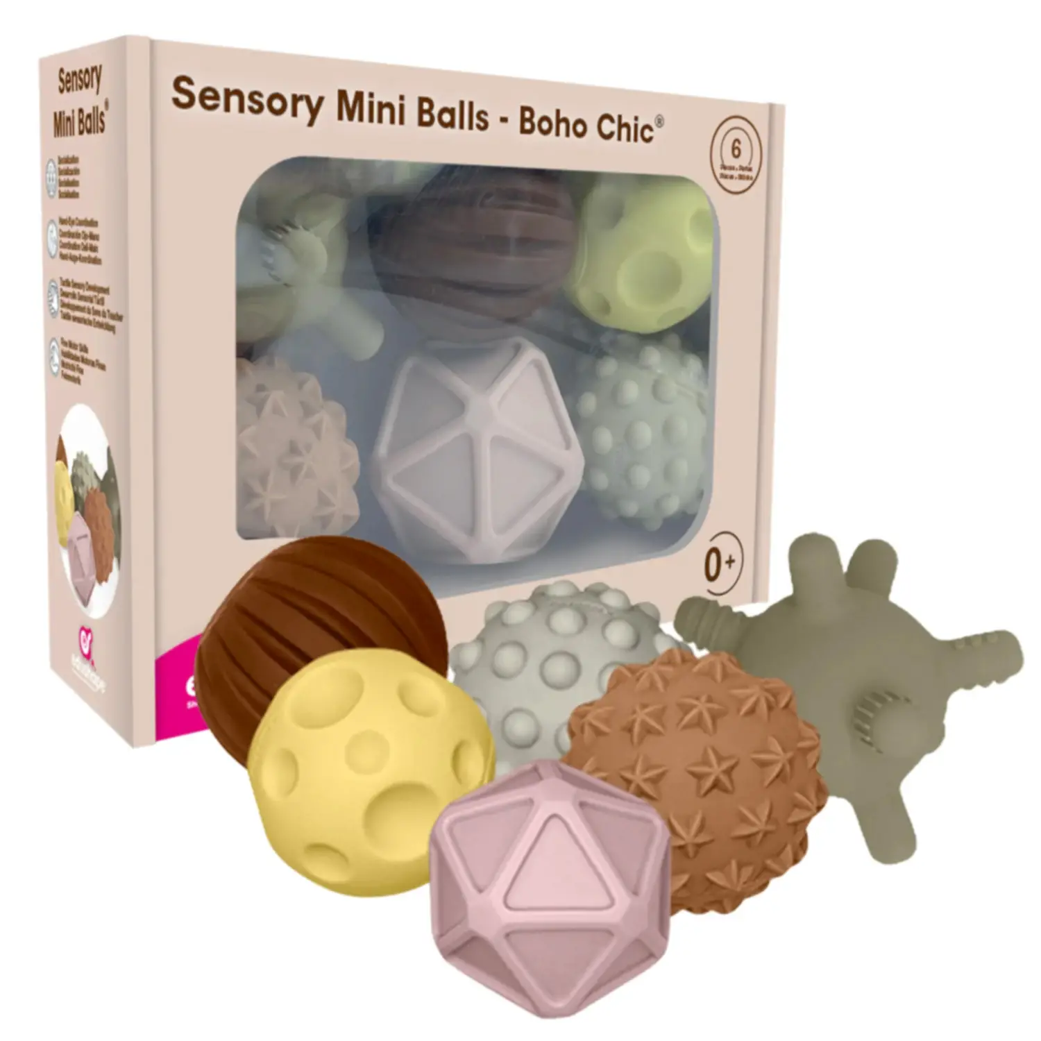 Set di 6 Palle Sensoriali in PVC Naturale - Diametro circa 7 cm - Palle e palloni