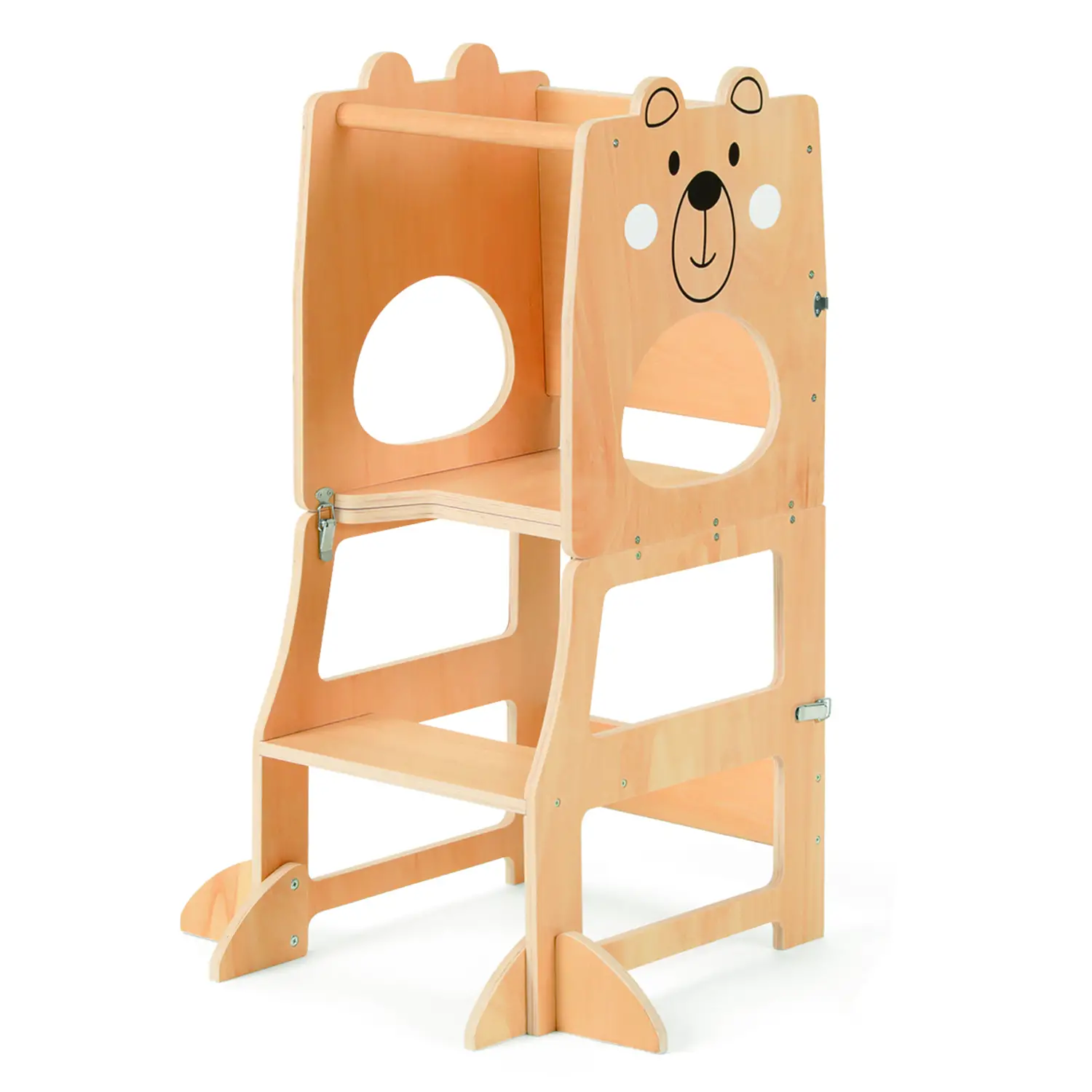 Torre Montessori Pieghevole 3-in-1 in Legno con Lavagnetta - leggere scrivere contare racco
