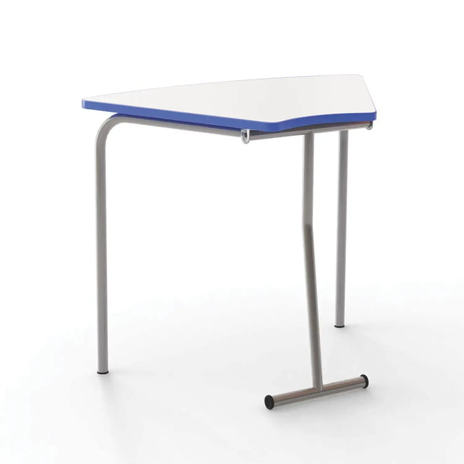 Tavolo Ribaltabile Impilabile Pino R – Trapezoidale Bianco con Bordo Blu - Conforme CAM - Tavoli e Cattedre