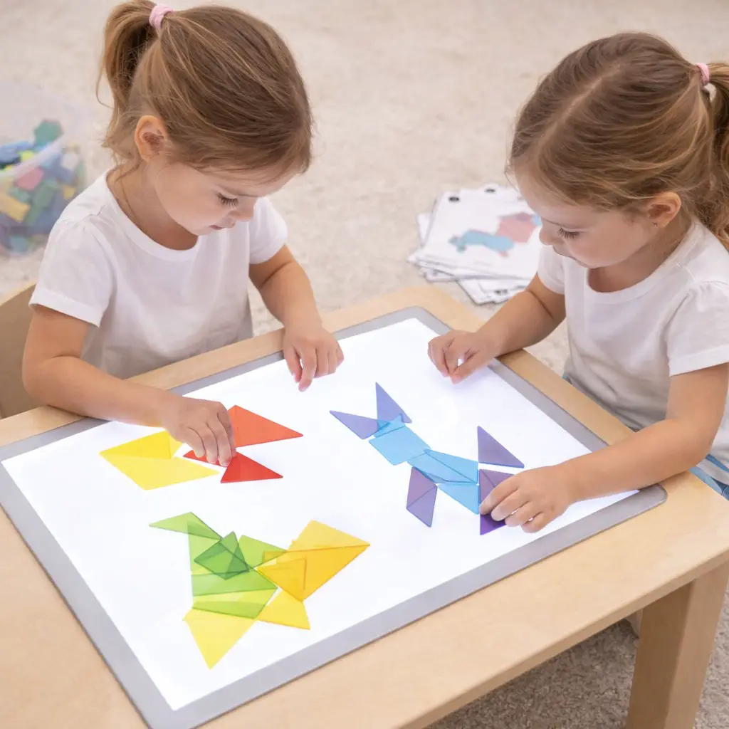Tangram Traslucidi – 12 Set da 7 Pezzi (Totale 84 Forme Geometriche) - Geometria