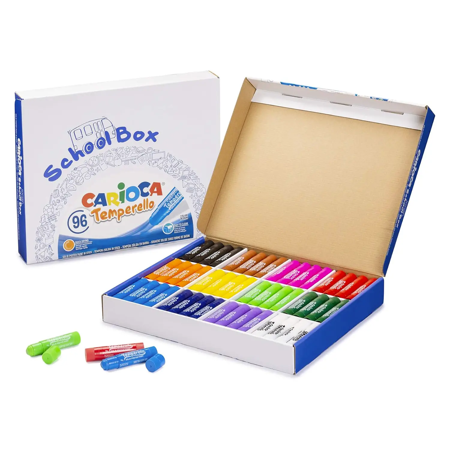 Carioca Temperello School Box 96 Tempere Solide in Stick - materiale da disegno