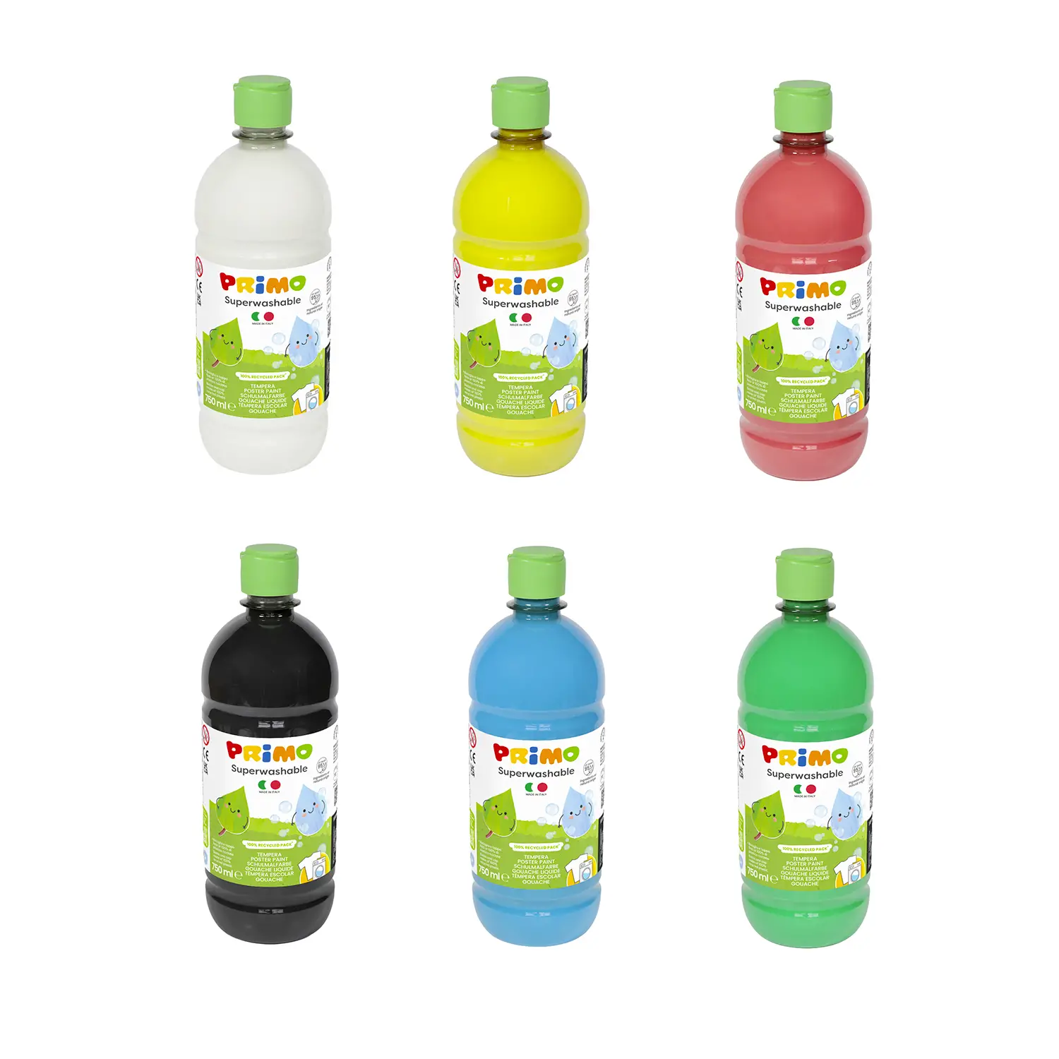 Tempera Super Lavabile Primo 750 ml Confezione 6 Colori - Tempere
