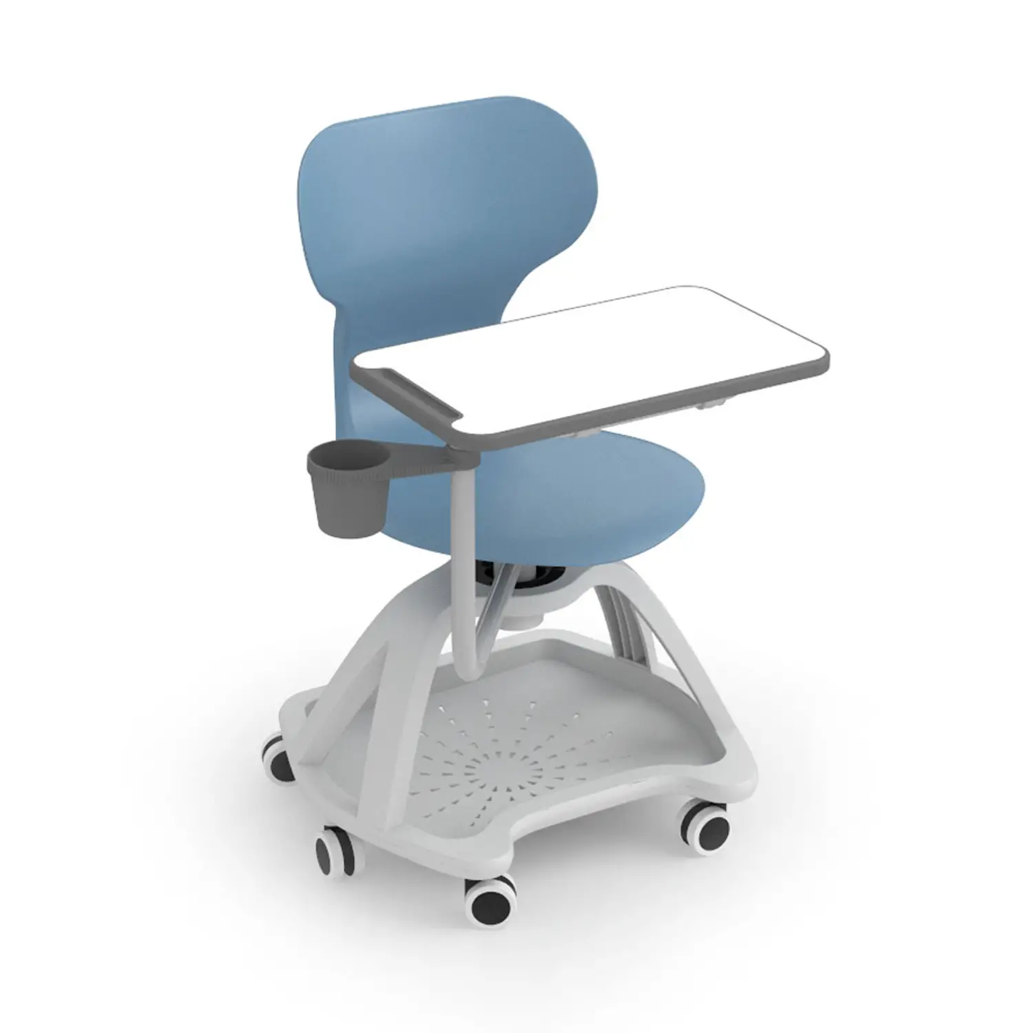 Sedia Mia Table Su Ruote Con Porta Zaino - Mis. 7 - Grigio Blu Per Ambienti Scolastici Innovativi - Arredo scuola dell'obbligo
