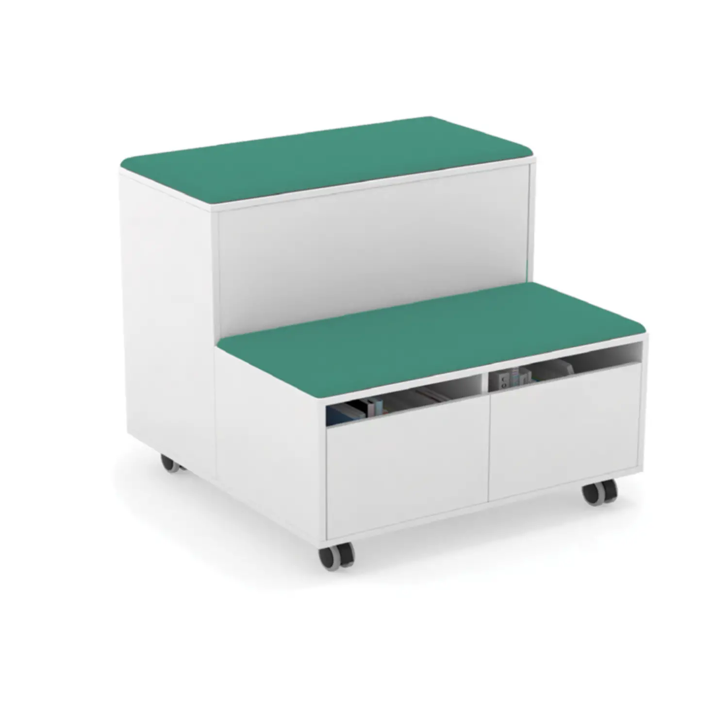 Mobile Combinato Move Bianco e Verdeacqua – Mobile Contenitore Modulare con Sedute - Arredo scuola dell'obbligo