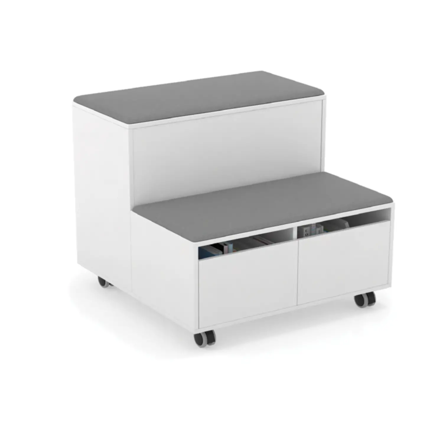 Mobile Combinato Move Bianco e Grigio – Mobile Contenitore Modulare con Sedute - Arredo scuola dell'obbligo