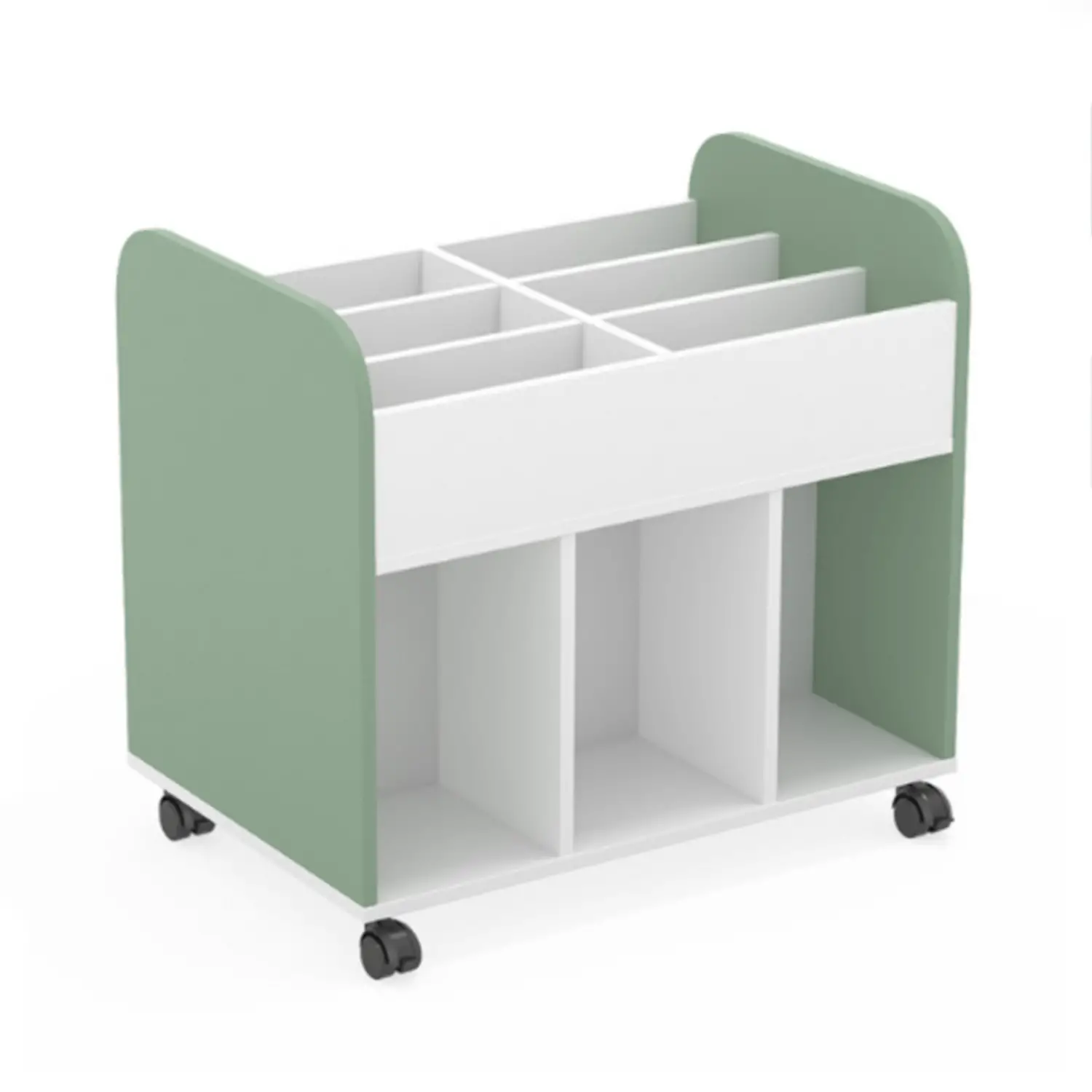 CARRELLO PORTALIBRI VICTORY CM.56X84X77H BIANCO/SALVIA - Arredo scuola dell'obbligo