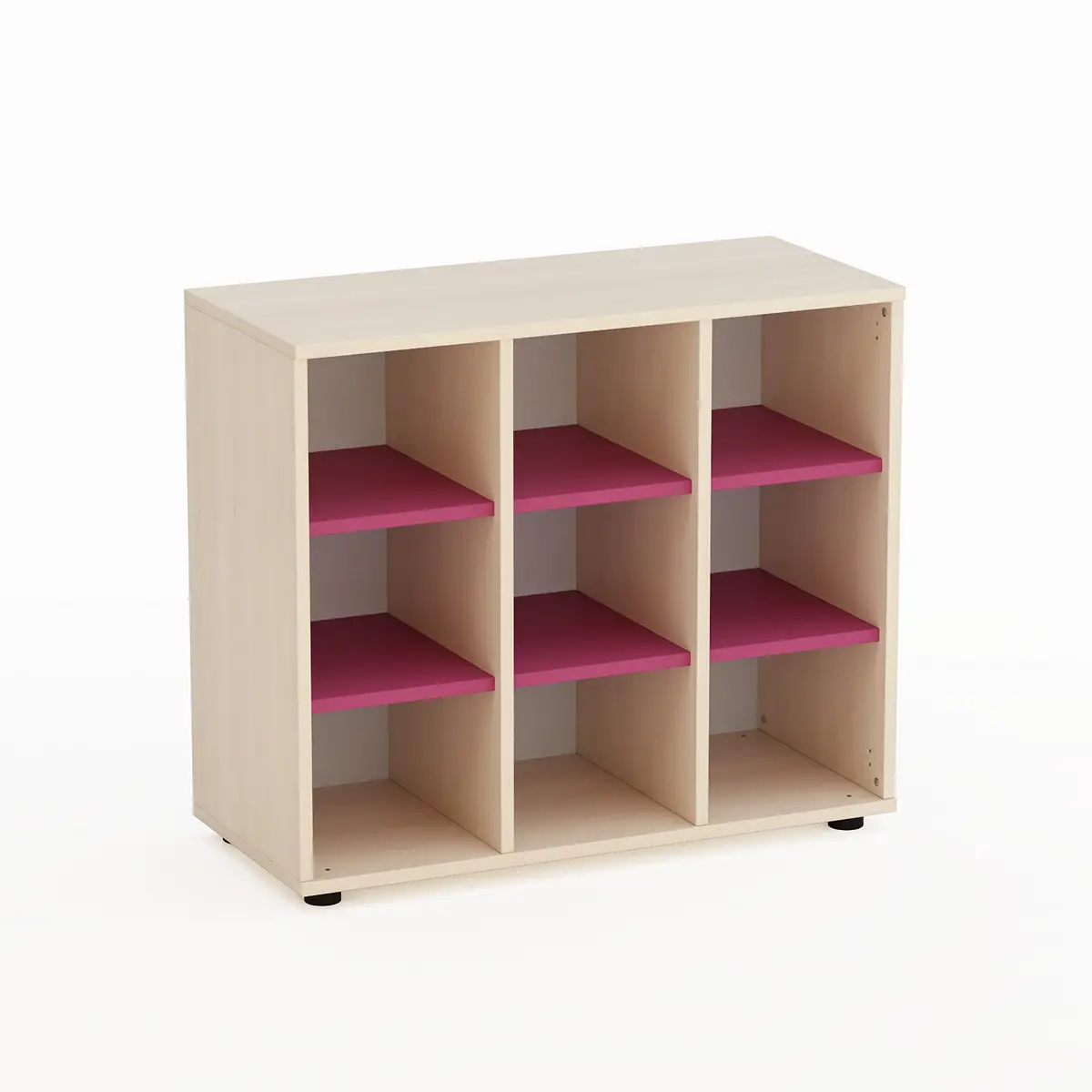 Mobile Kubò Betulla 9 Caselle H 75 Cm Ripiani Fucsia | Conforme CAM - Arredo Nido e Infanzia