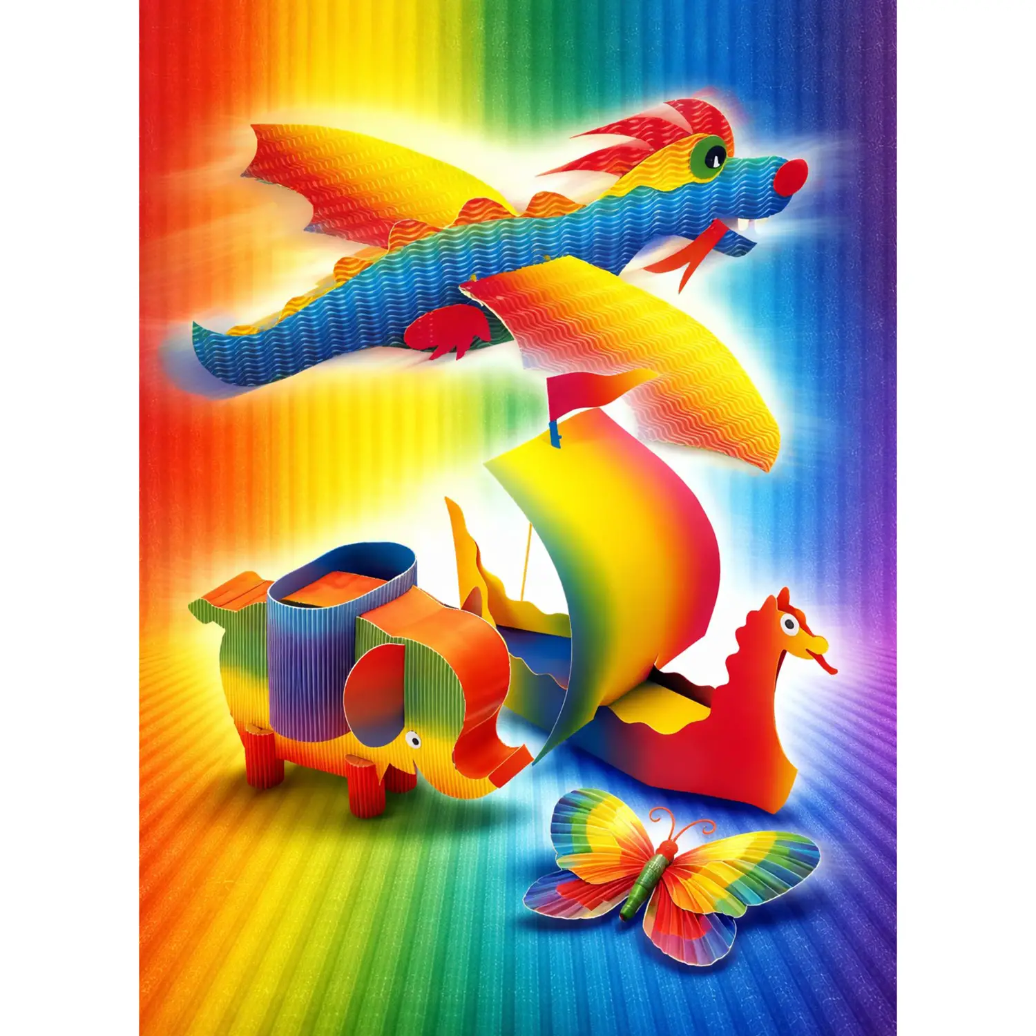 Cartoncino Ondulato Arcobaleno – 10 Fogli 50x70 cm per Lavoretti Creativi - Carta e cartoncino