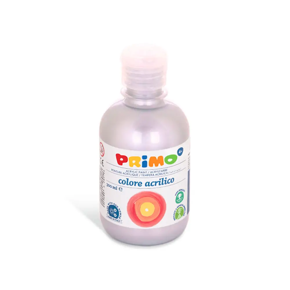 Tempera Acrilica Primo Argento 300 ml – Colore Acrilico ad Acqua ad Alta Coprenza - Tempere