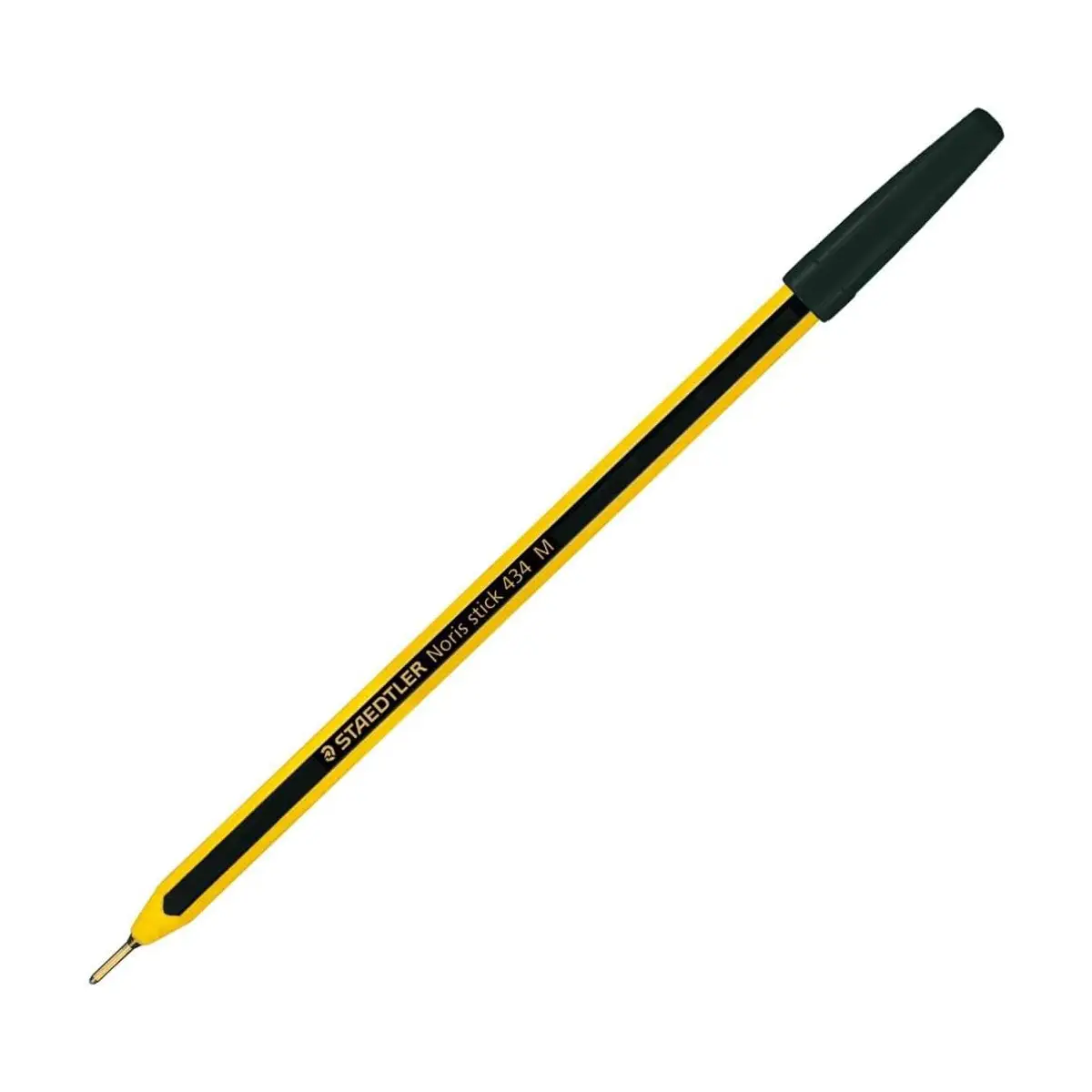 Penna a Sfera Noris Stick 434 Staedtler Nera – Punta Media con Puntale in Metallo - penne pennarelli ufficio