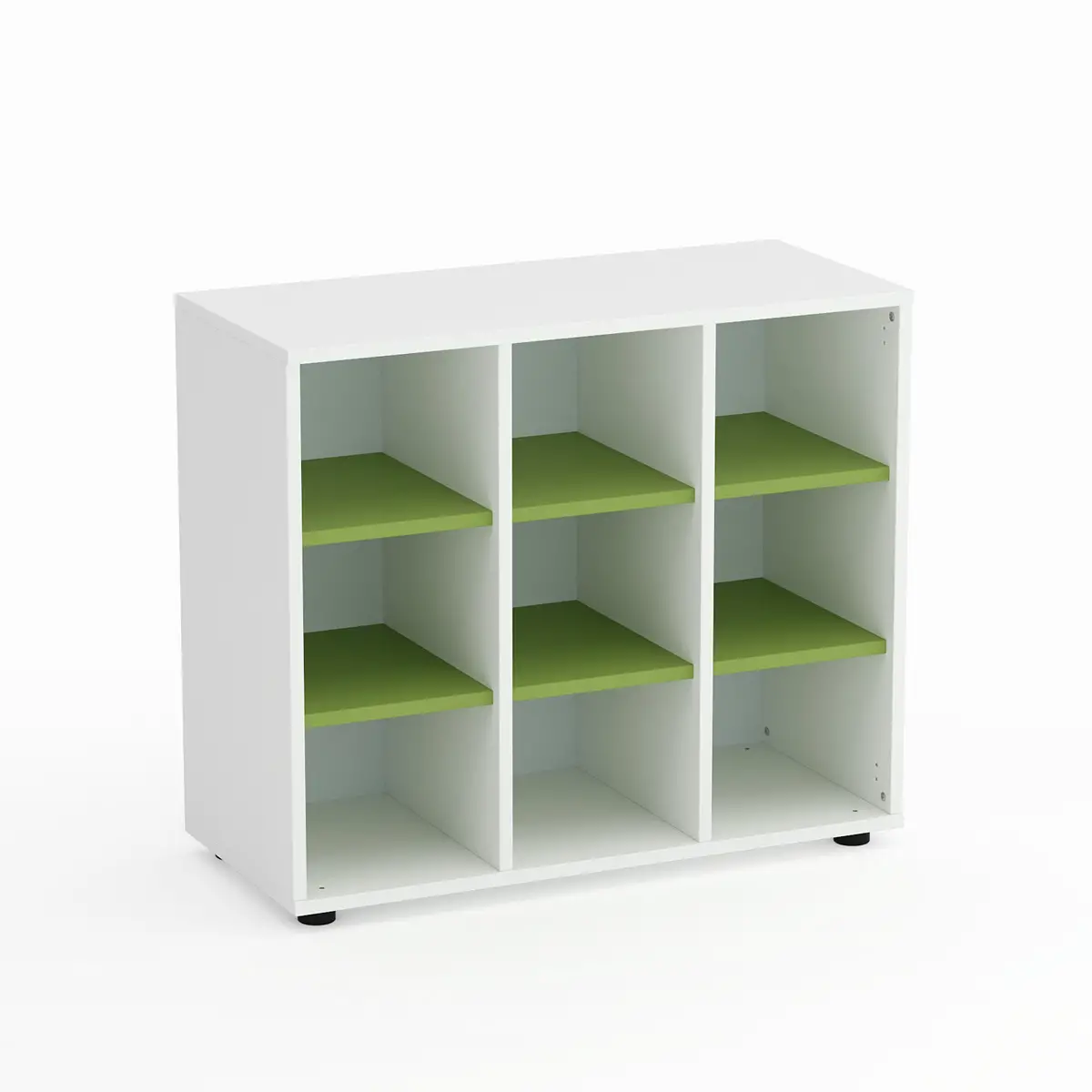 Mobile Scuola Kubò Bianco – 9 Caselle con Ripiani Verde Kiwi H 75 cm | Conforme CAM - Arredo scuola dell'obbligo
