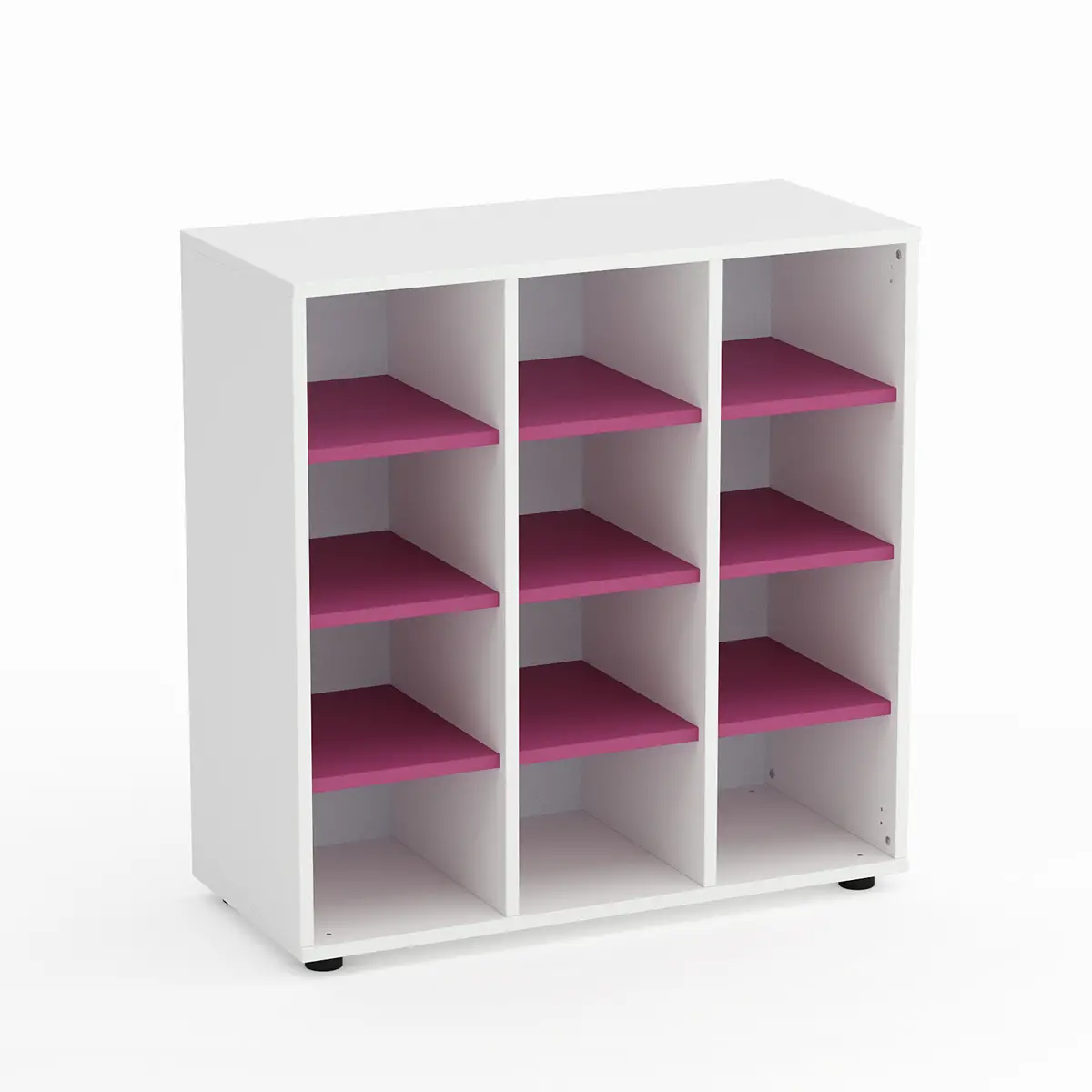 Mobile Scuola Kubò Bianco – 12 Caselle con Ripiani Fucsia H 90 cm | Conforme CAM - Arredo scuola dell'obbligo