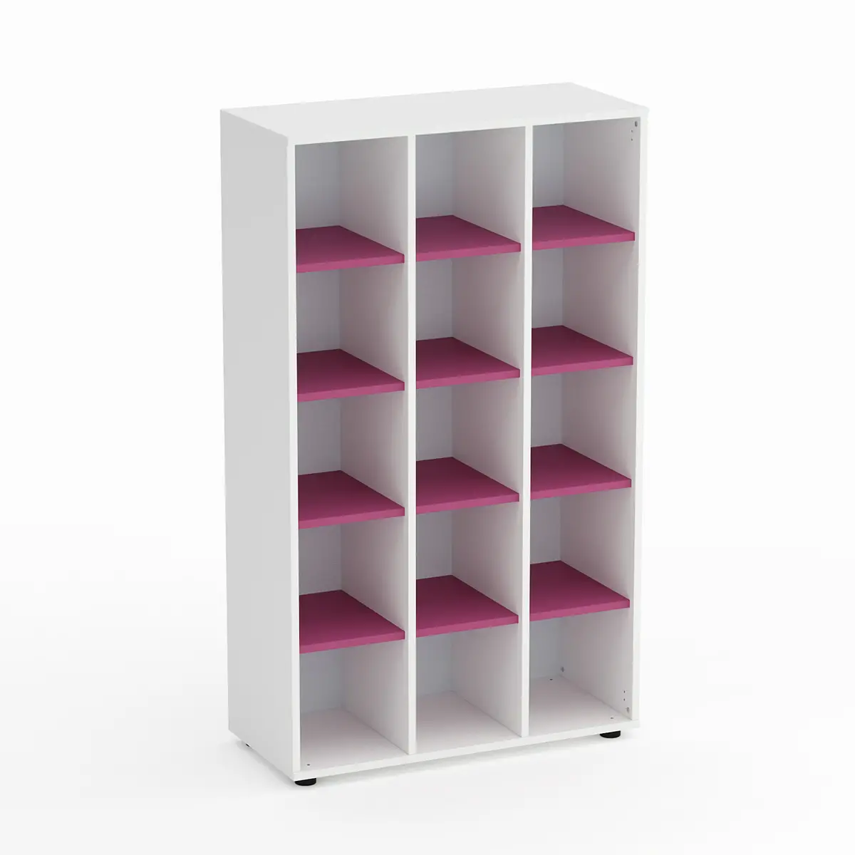 Mobile Scuola Kubò Bianco – 15 Caselle con Ripiani Fucsia H 150 cm | Conforme CAM - Arredo scuola dell'obbligo